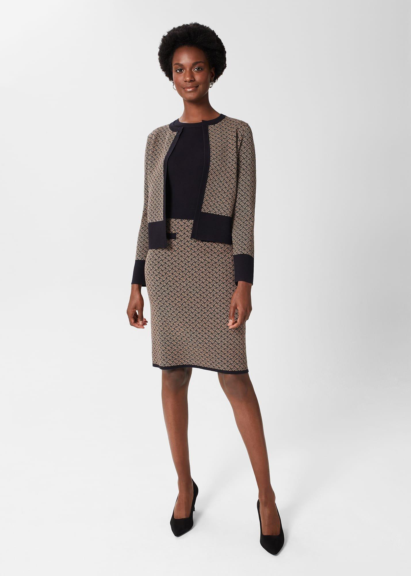 Perrie Knitted Dress, Navy Multi, hi-res