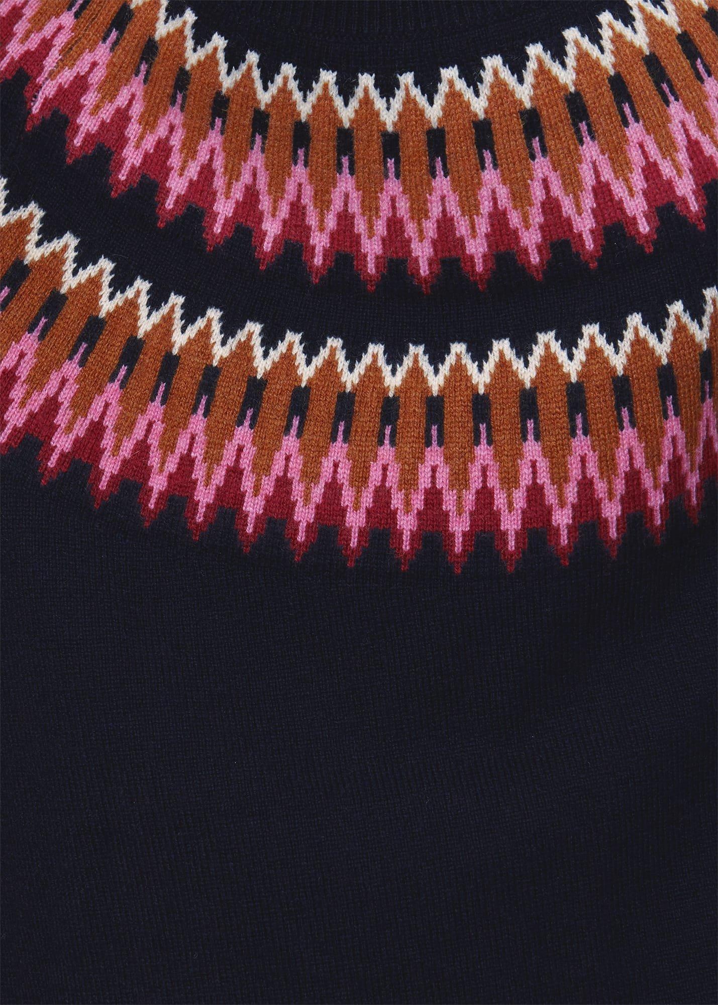 Greta Fairisle Sweater With Cashmere, Navy Pink, hi-res