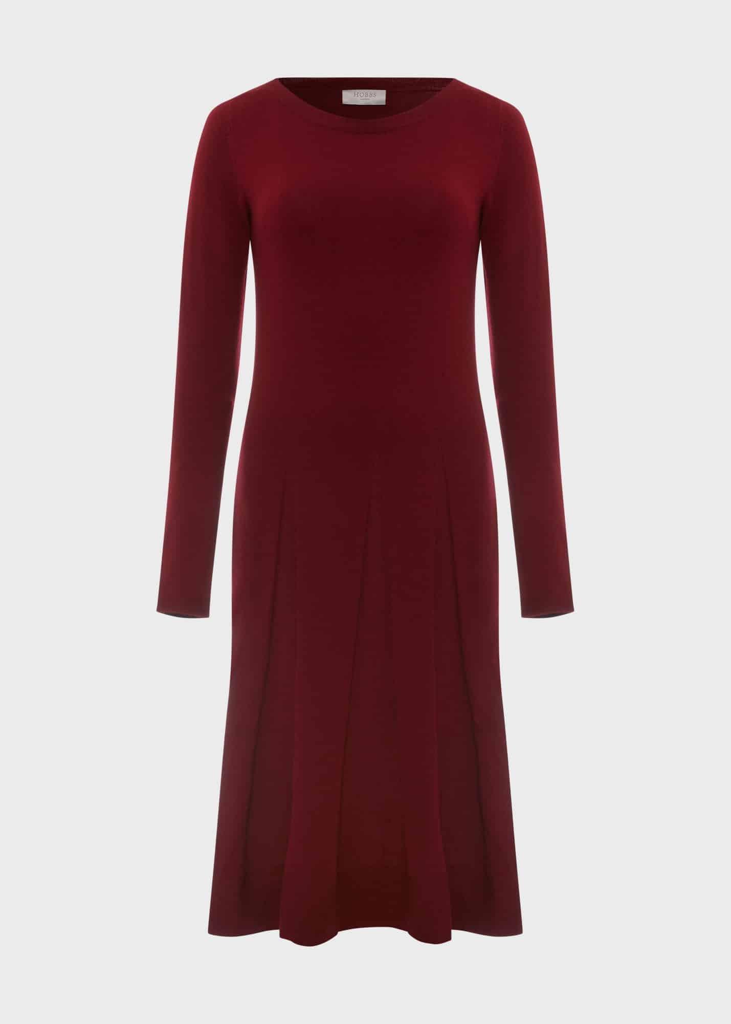 Calla Knitted Dress, Wine Red, hi-res
