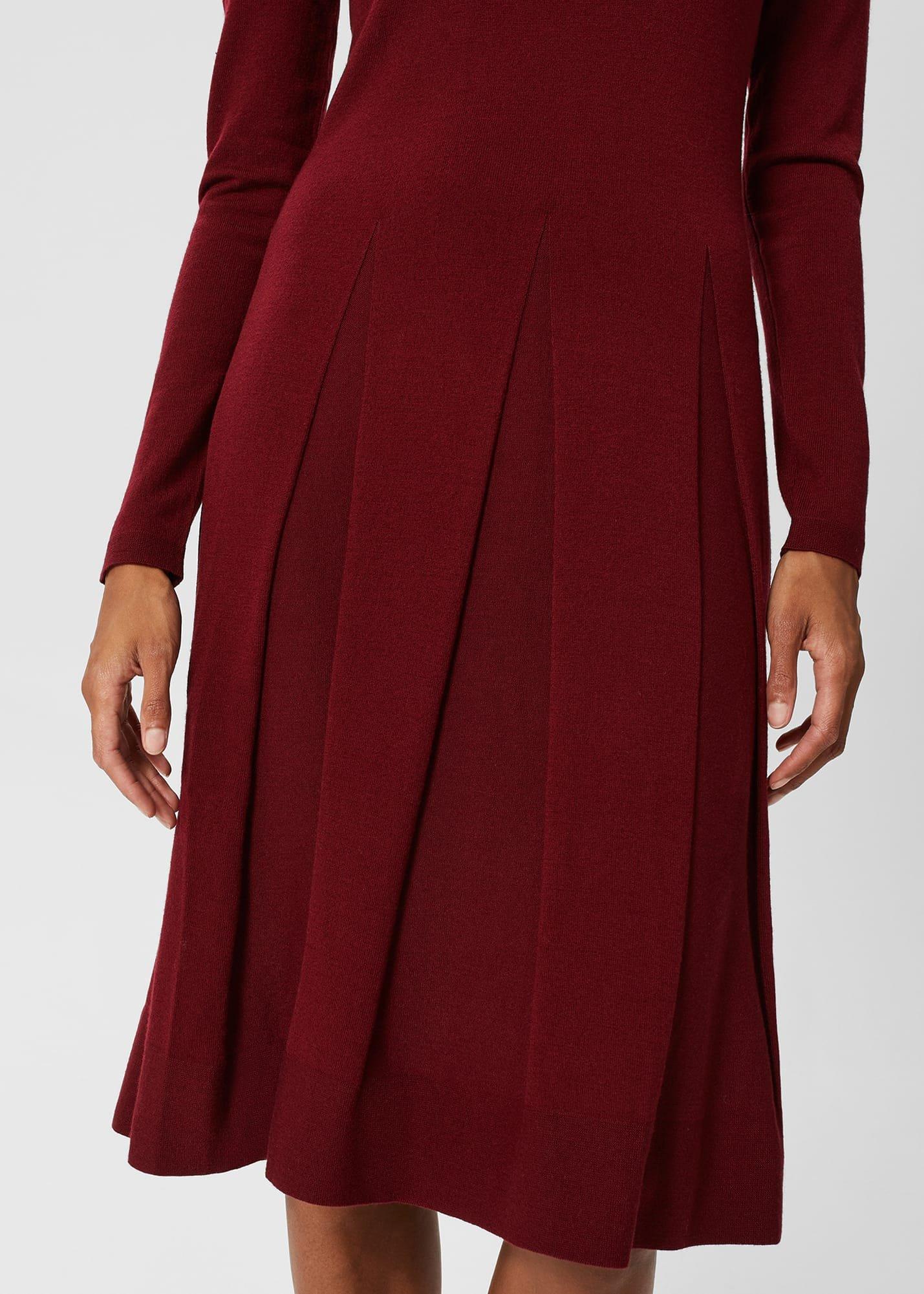 Calla Knitted Dress, Wine Red, hi-res