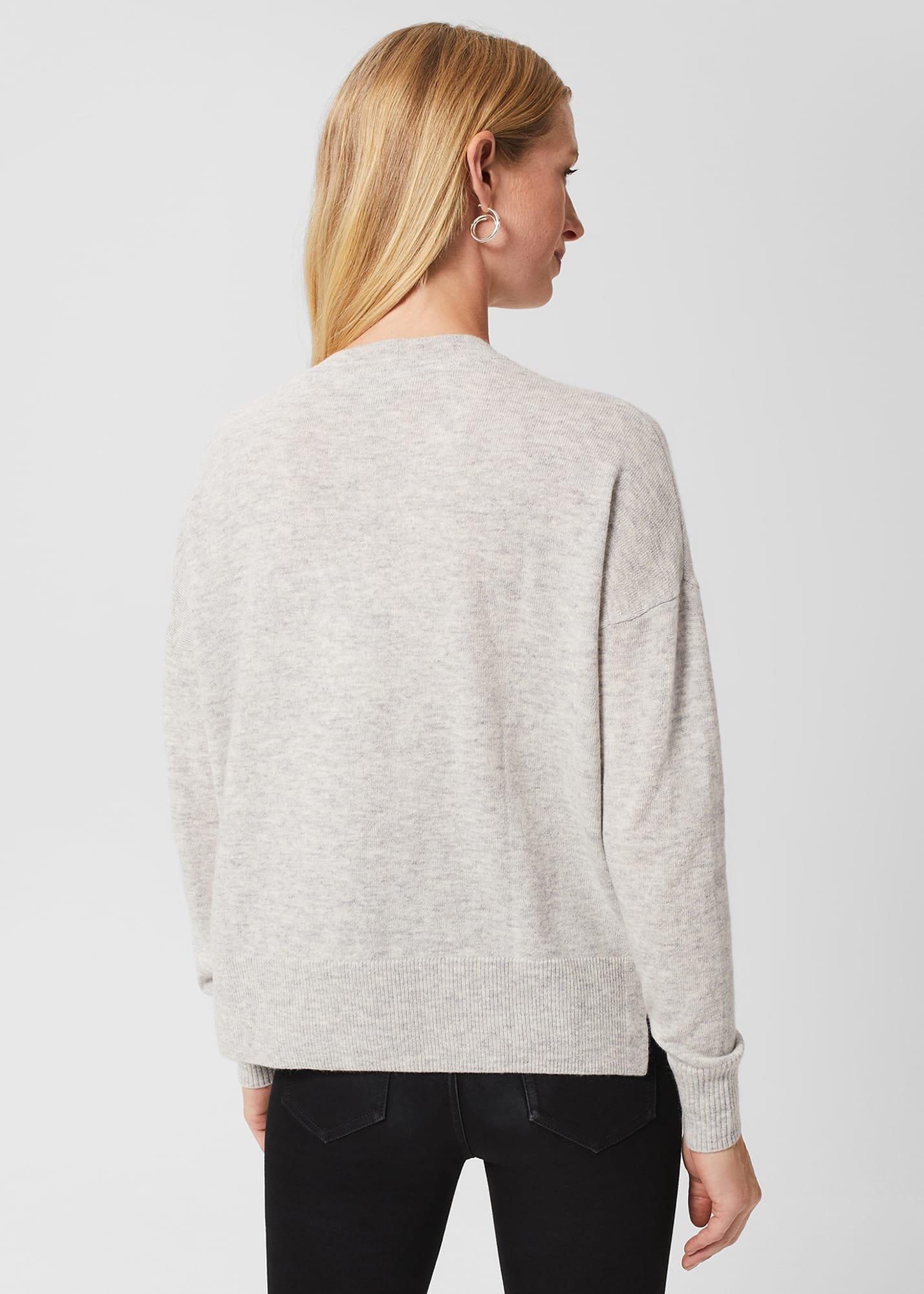 Simona Wool Cashmere Star Jumper, Grey Pink, hi-res