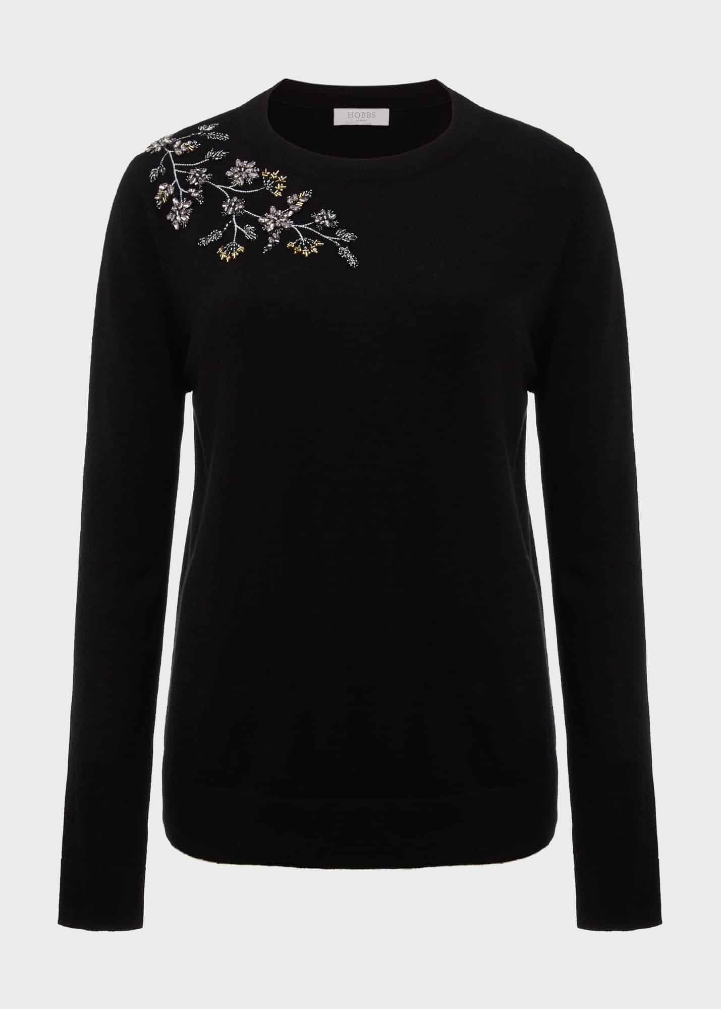 Cristie Embellished Sequin Jumper, Black, hi-res