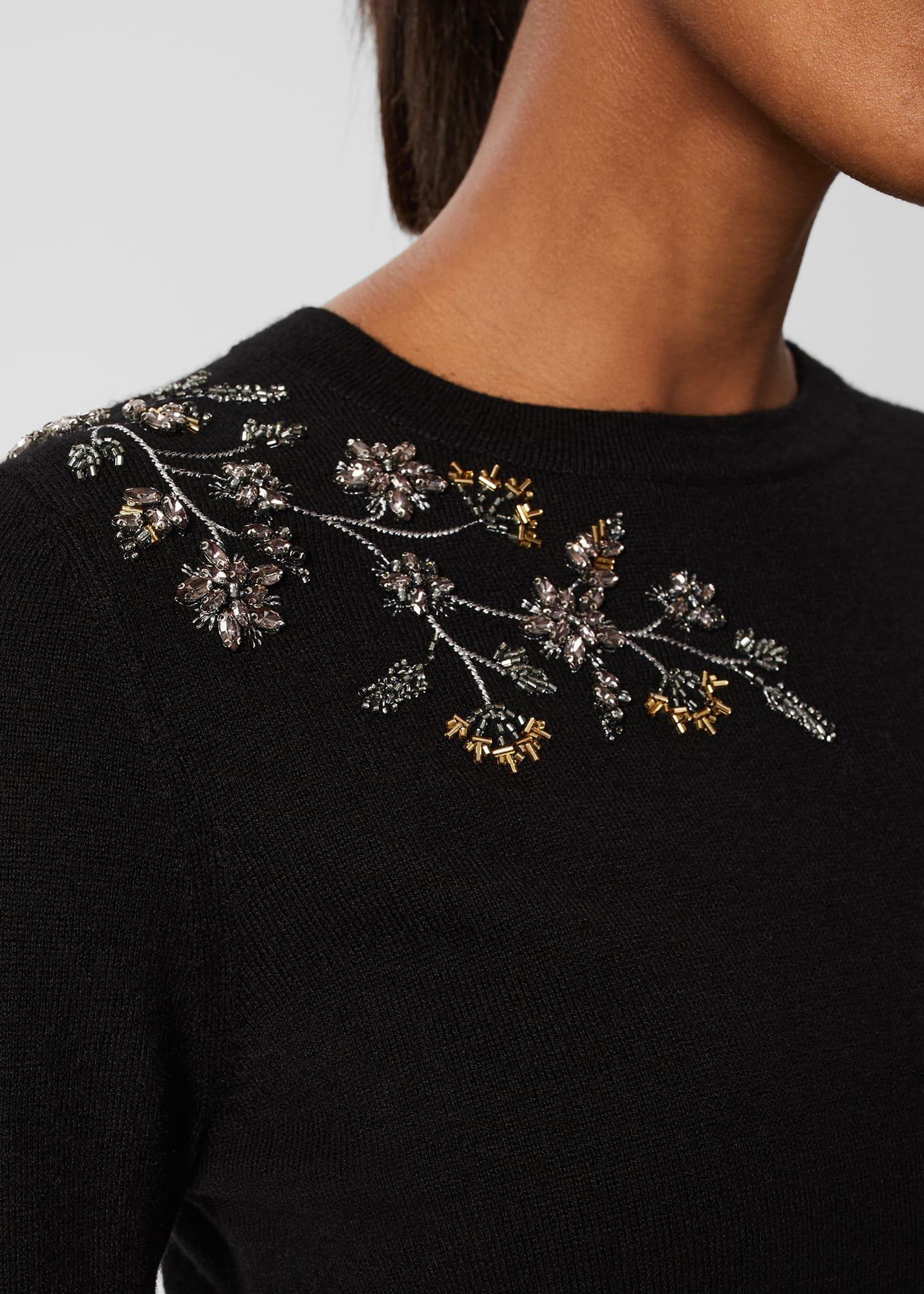 Cristie Embellished Sequin Jumper, Black, hi-res