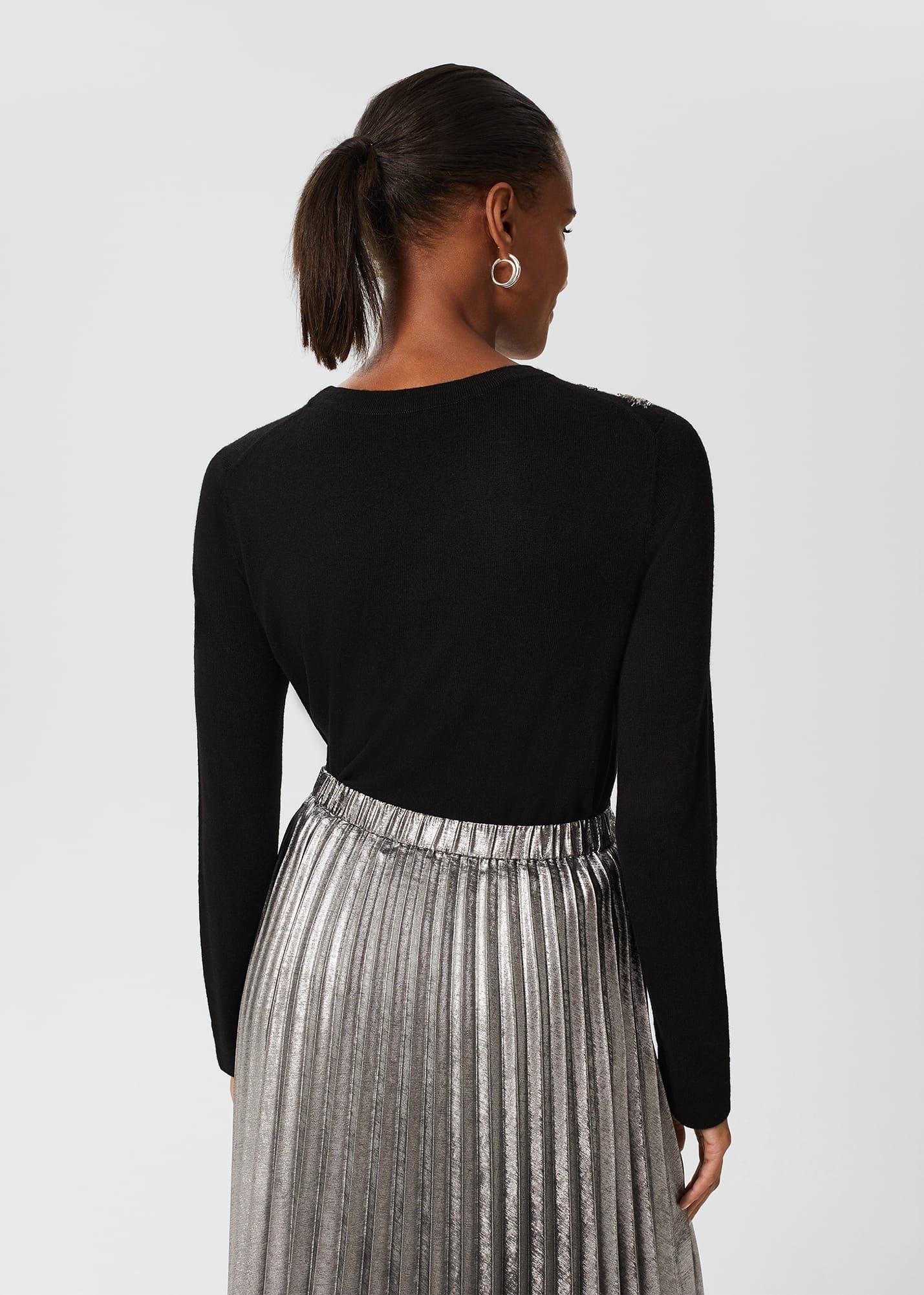 Cristie Embellished Sequin Jumper, Black, hi-res