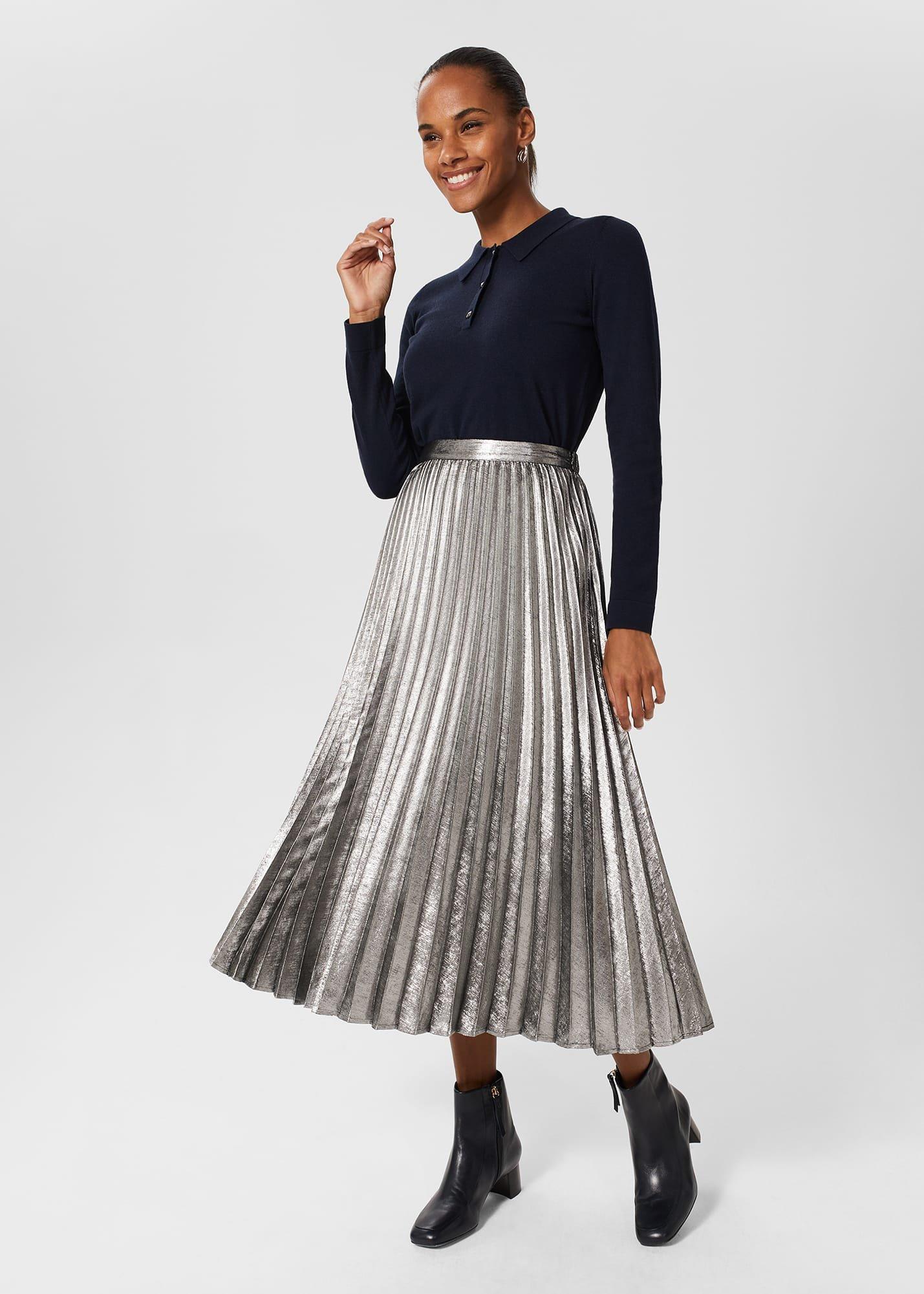 Nelle Jewelled Button Polo Jumper, Navy, hi-res