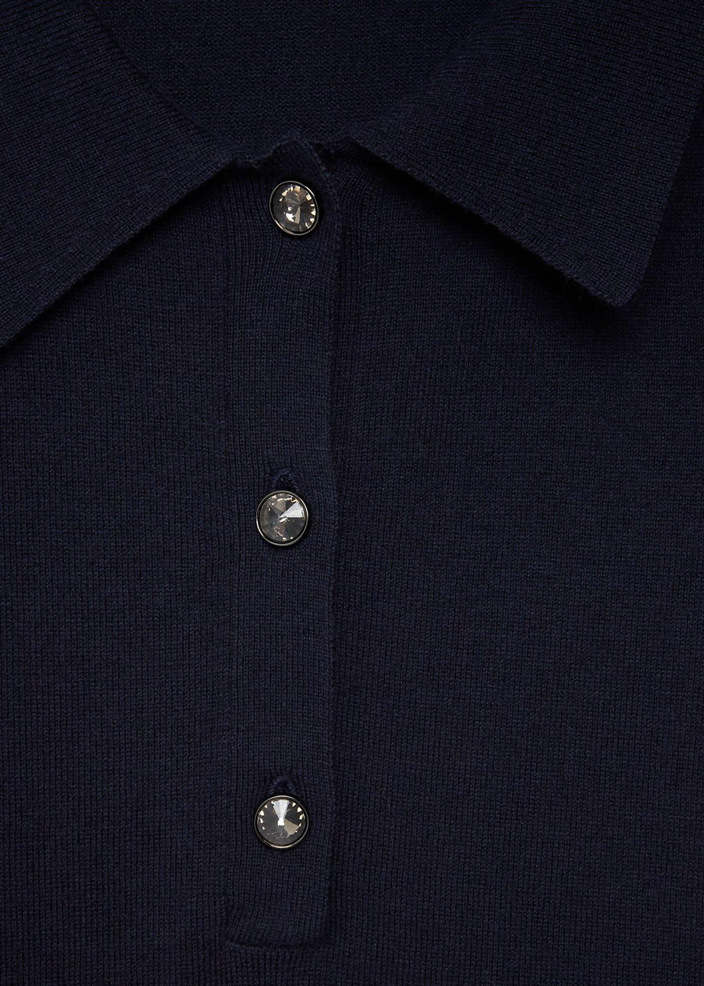 Nelle Jewelled Button Polo Jumper, Navy, hi-res