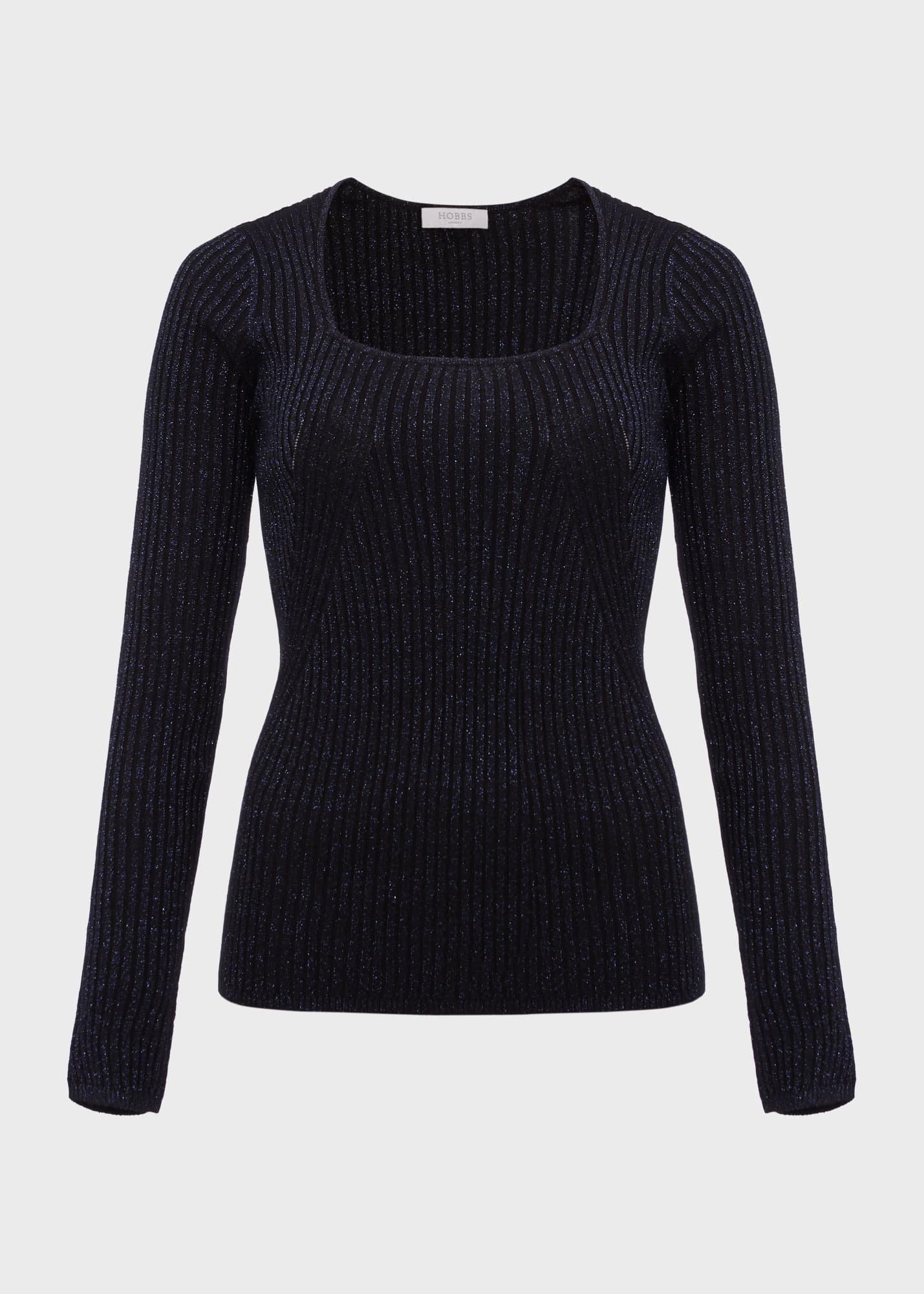 Mariella Square Neck Jumper, Black, hi-res