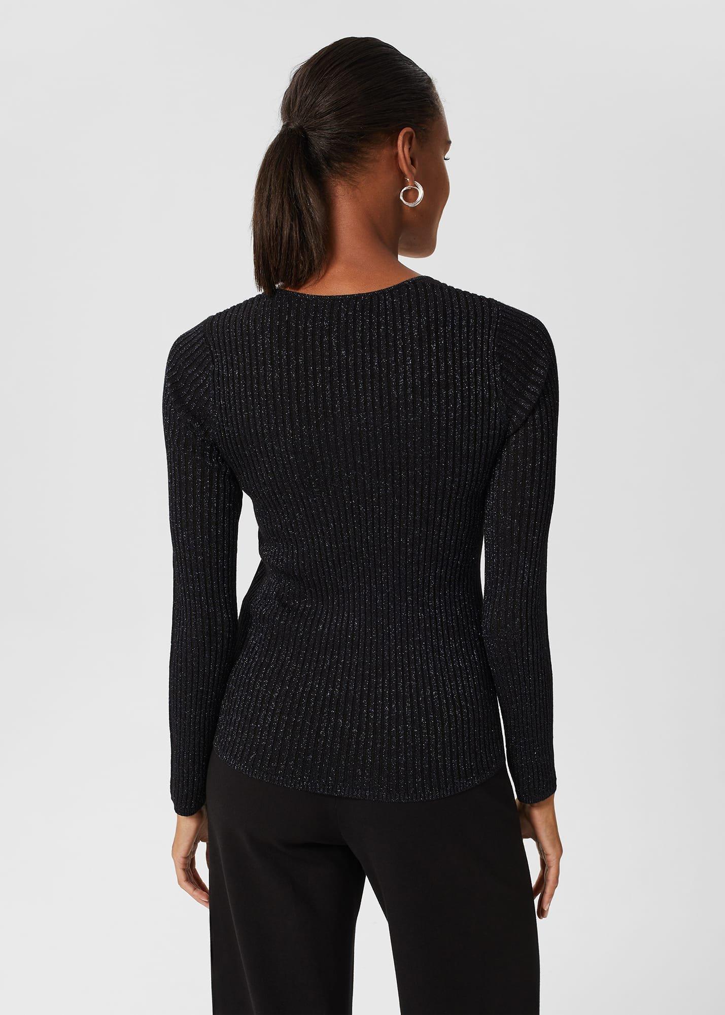 Mariella Square Neck Jumper, Black, hi-res