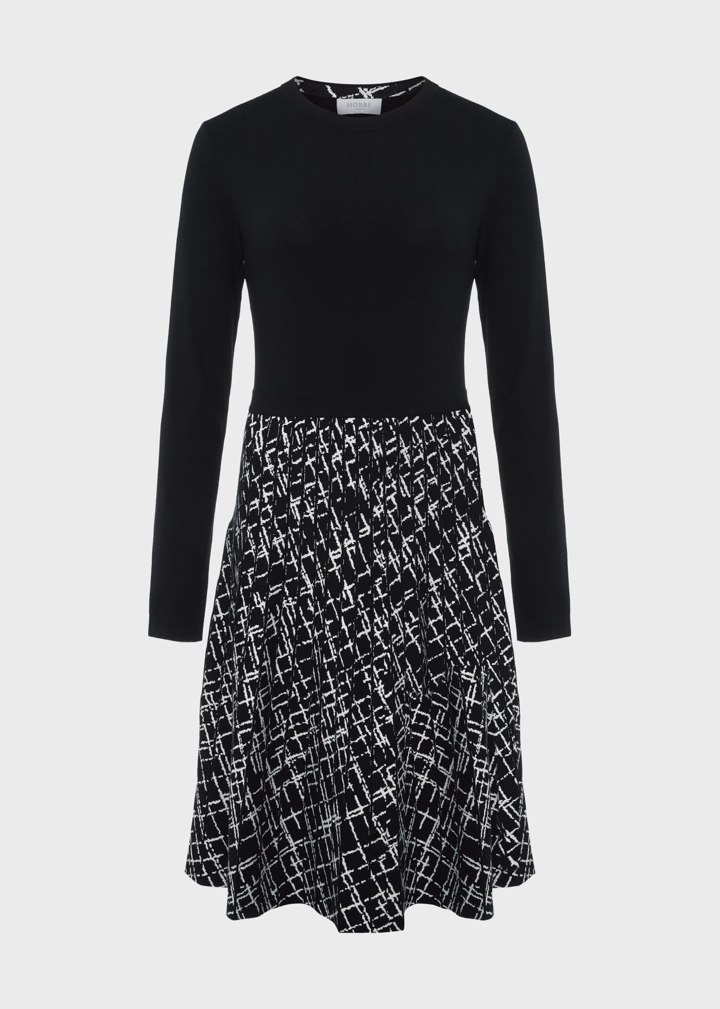 Gill Knitted Dress, Navy Ivory, hi-res
