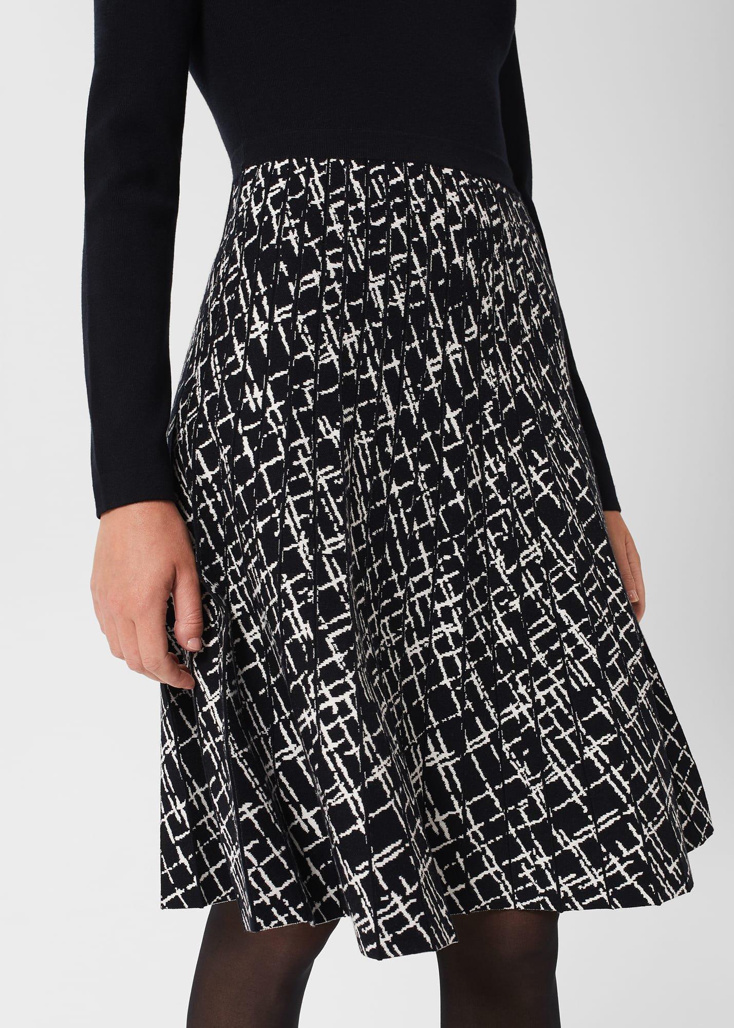 Gill Knitted Dress, Navy Ivory, hi-res