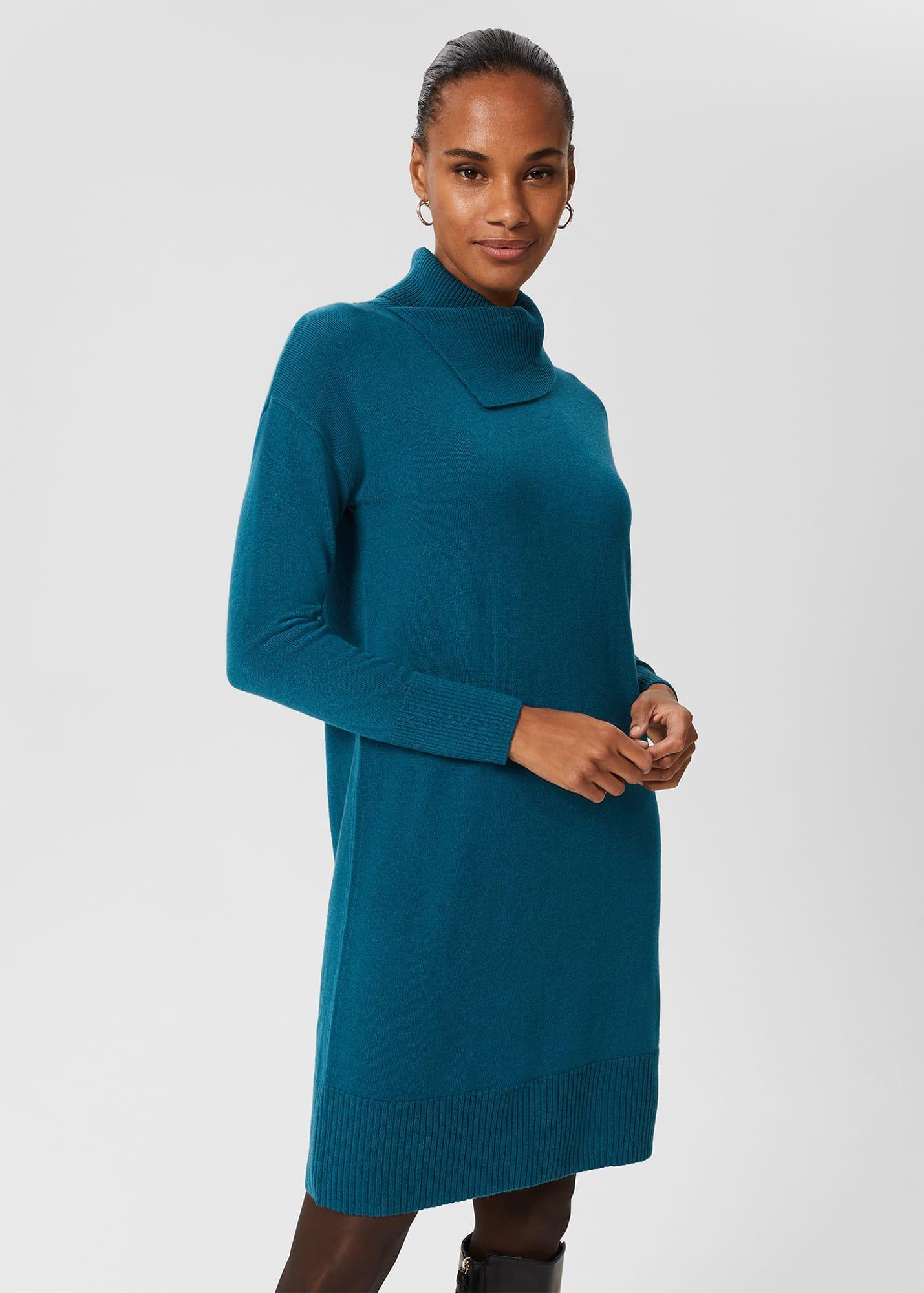 Courtney Knitted Dress, Aegean Blue, hi-res