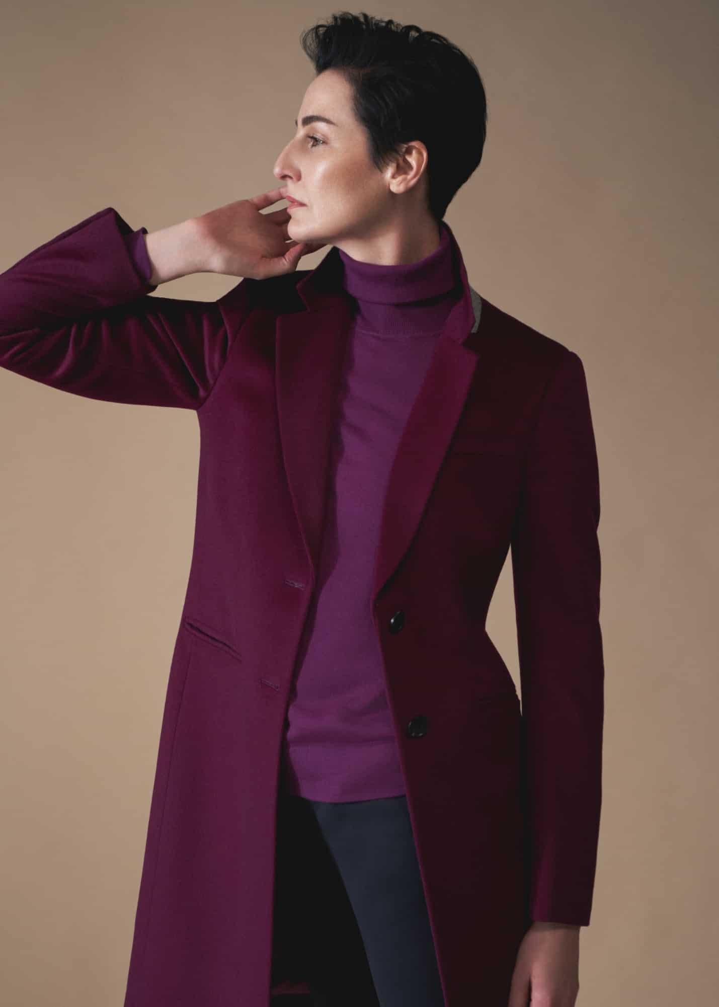 Lara Merino Wool Roll Neck Jumper, Deep Plum, hi-res