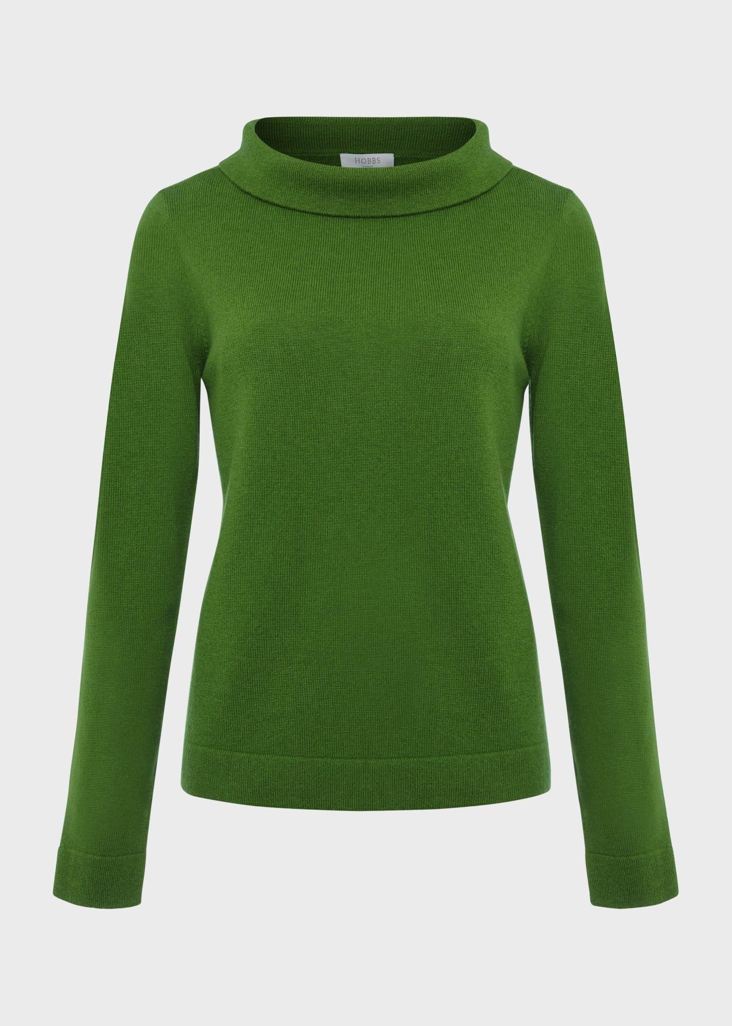 Audrey Wool Cashmere Sweater, Emerald Green, hi-res
