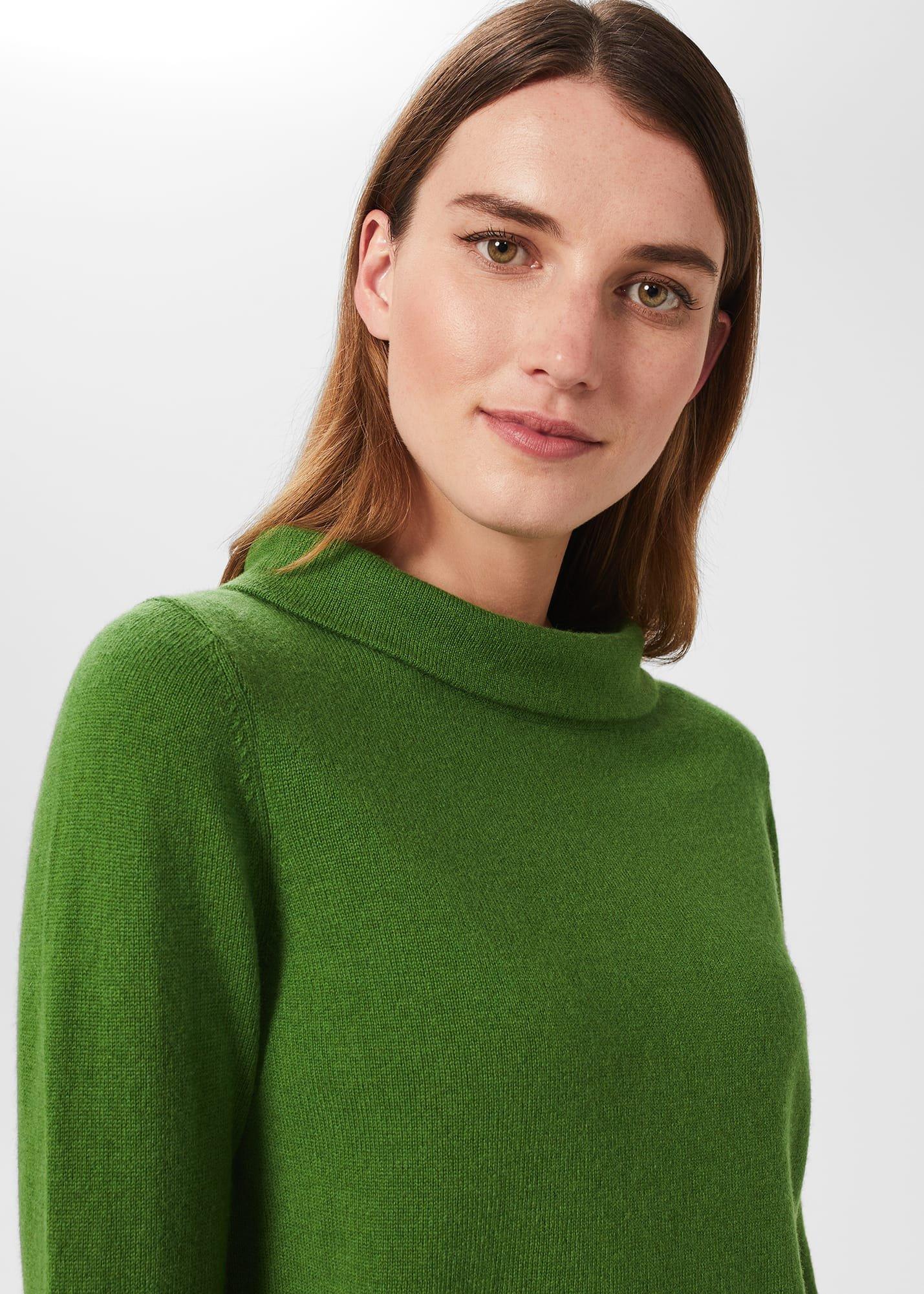 Audrey Wool Cashmere Sweater, Emerald Green, hi-res