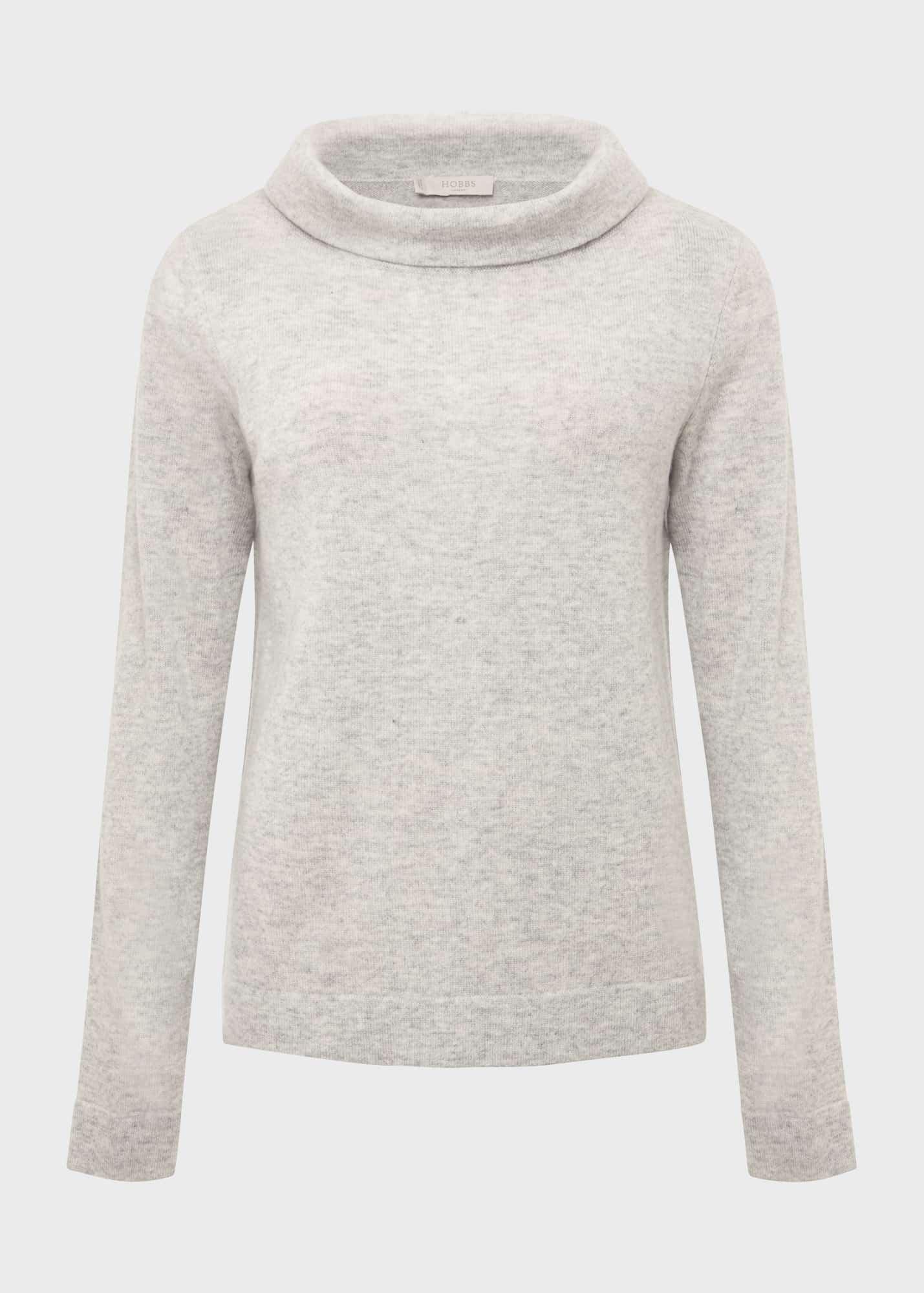 Audrey Wool Cashmere Jumper, Pale Grey Marl, hi-res