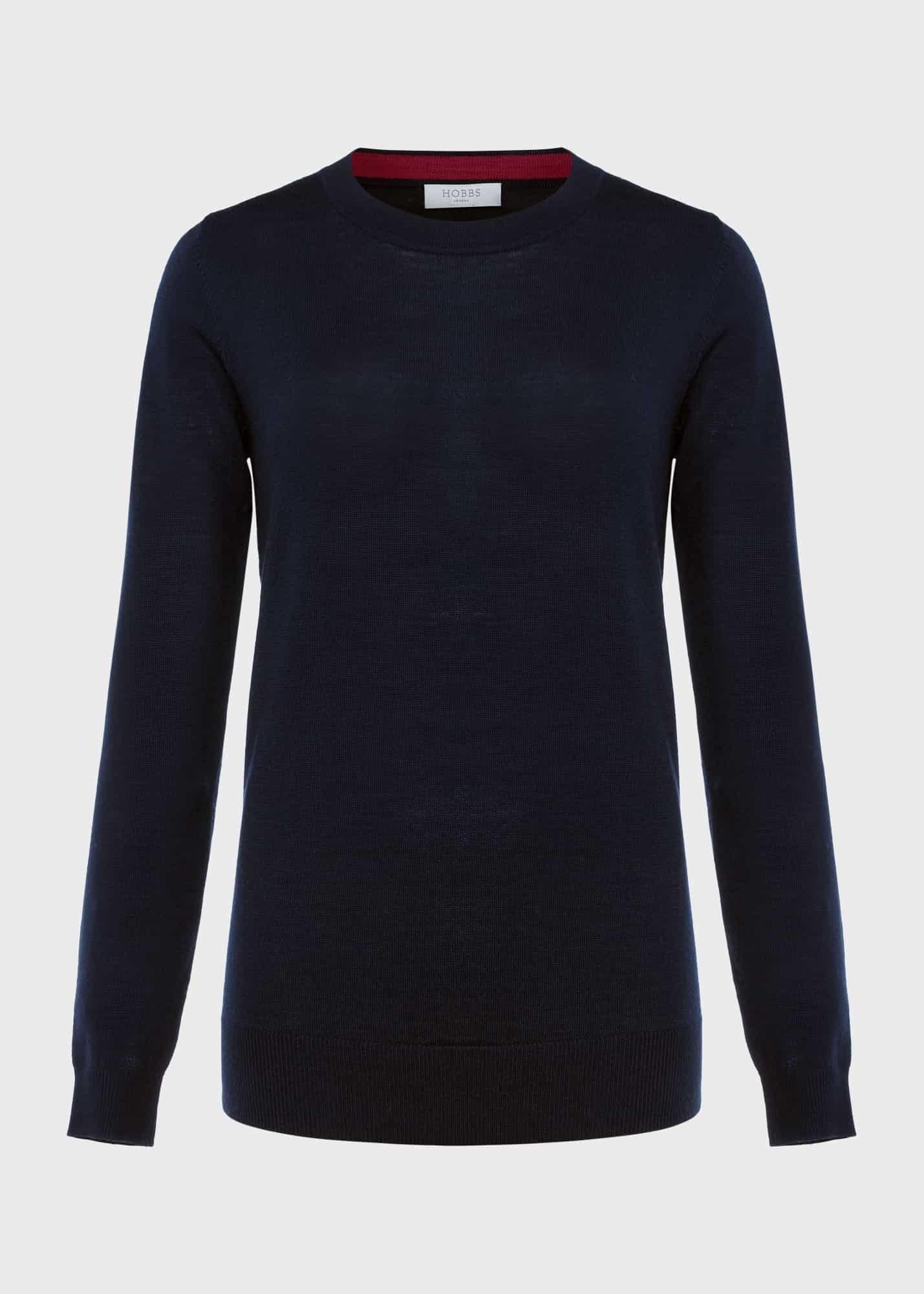 Penny Merino Wool Jumper, Navy, hi-res