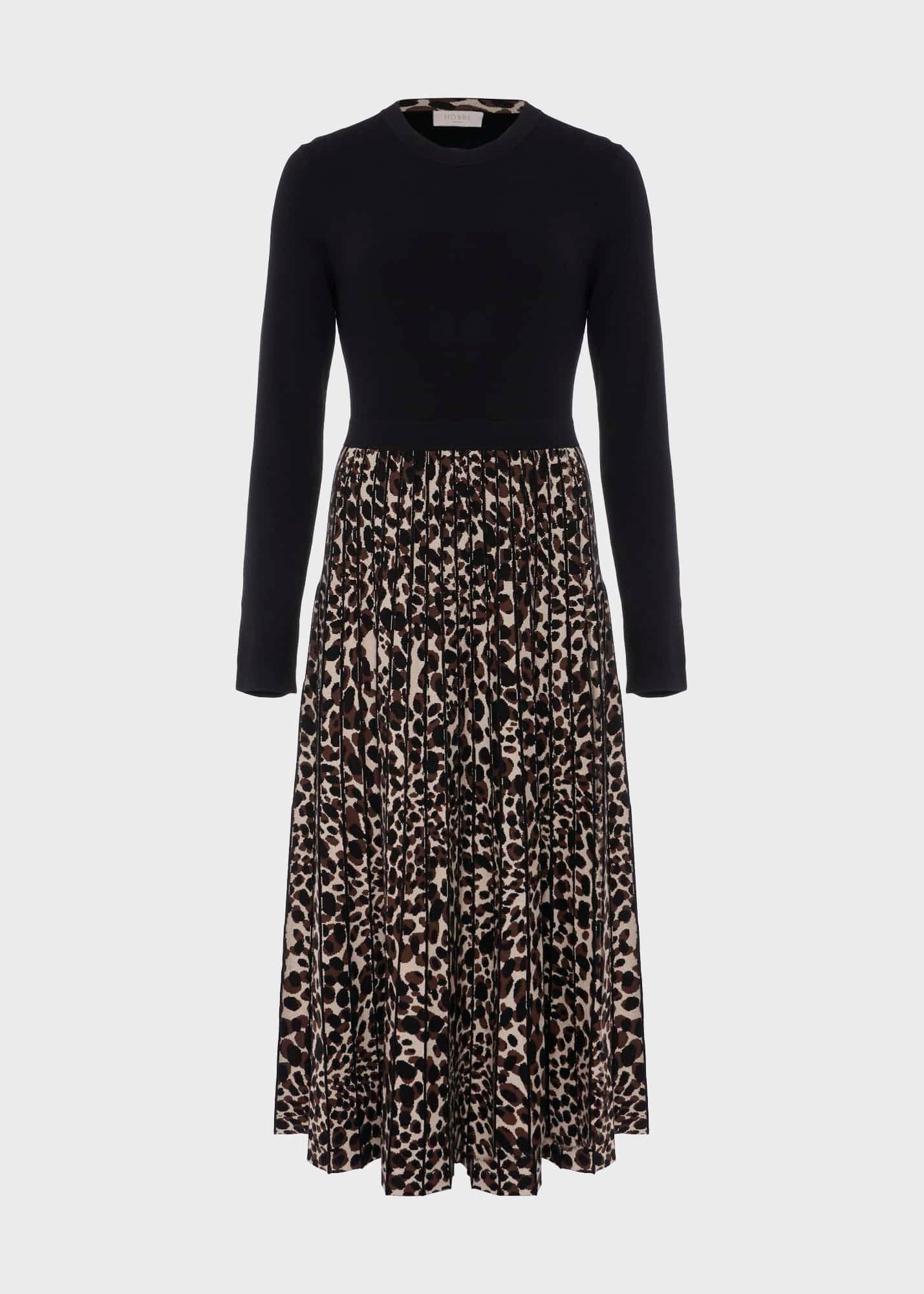 Harlie Knitted Dress, Black Brown, hi-res
