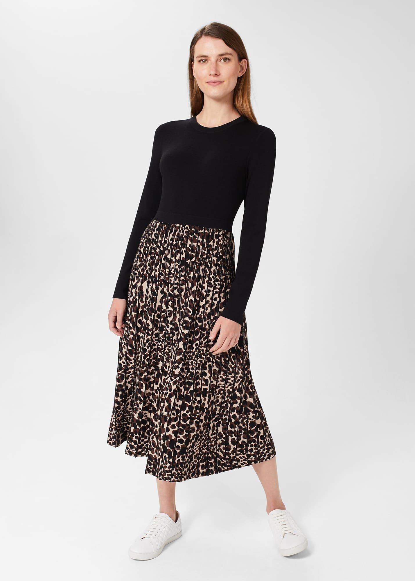 Harlie Knitted Dress, Black Brown, hi-res