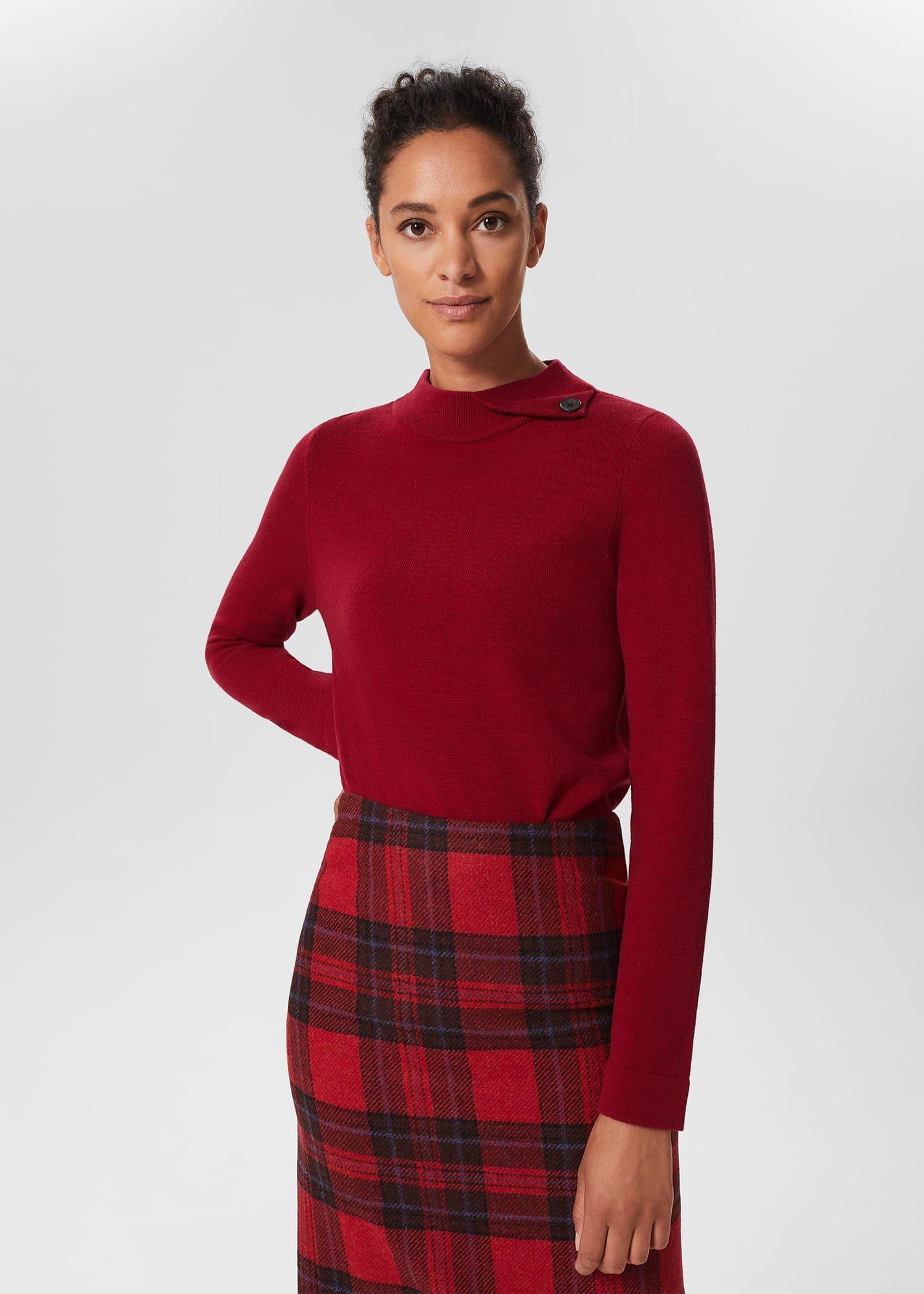 Talia Wool Cashmere Jumper, True Red, hi-res