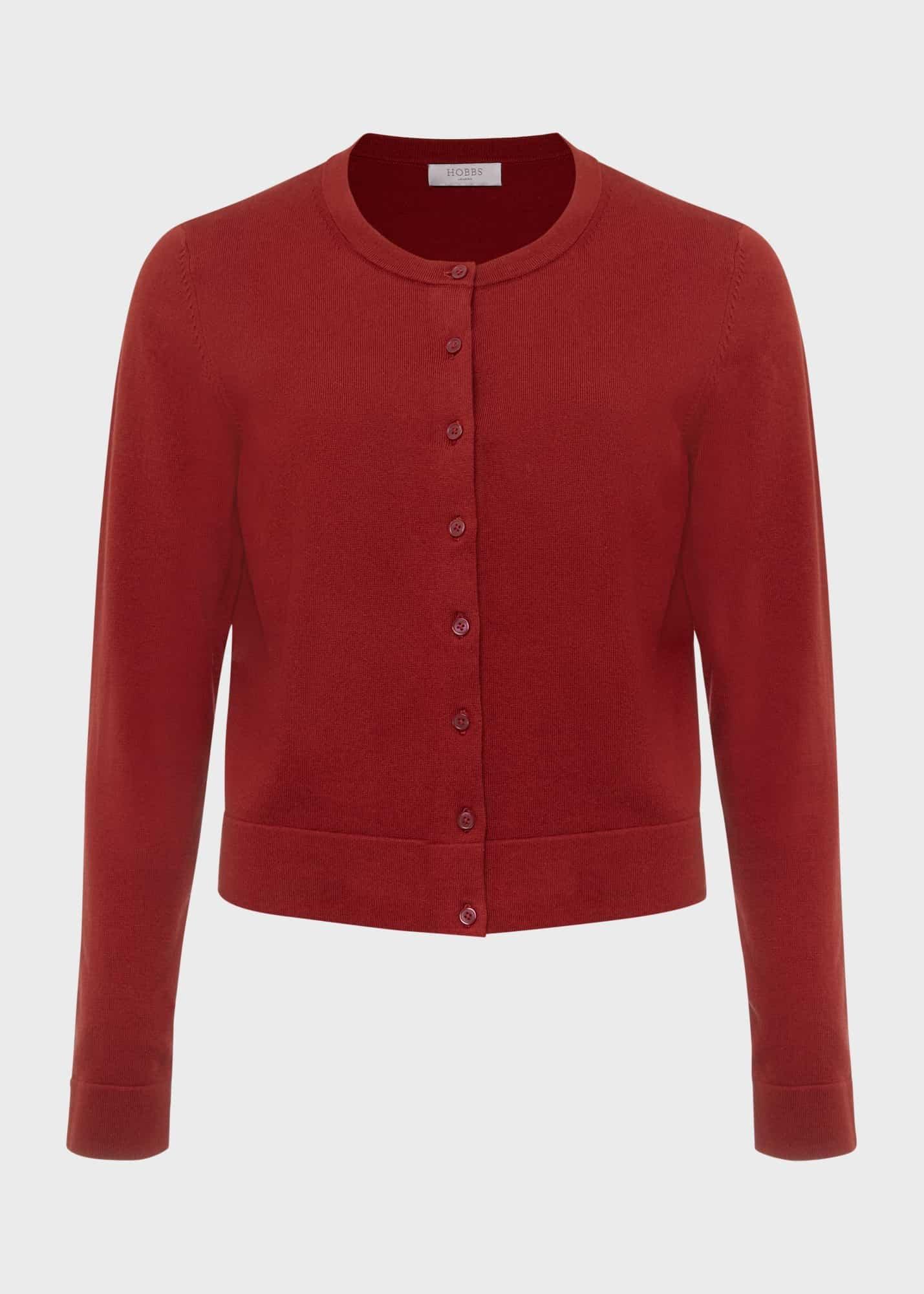 Michelle Cotton Cardigan, Vermillion, hi-res
