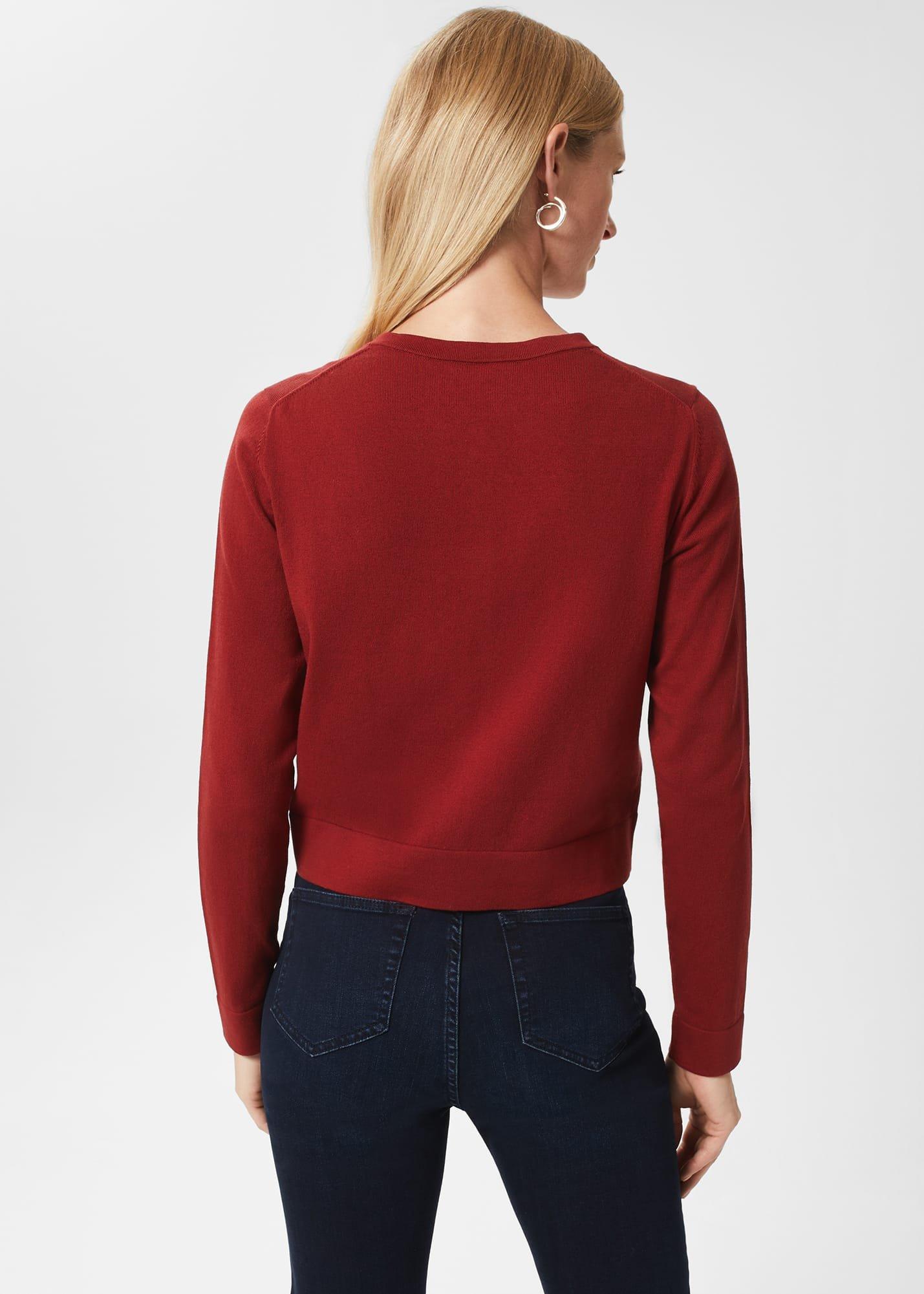 Michelle Cotton Cardigan, Vermillion, hi-res