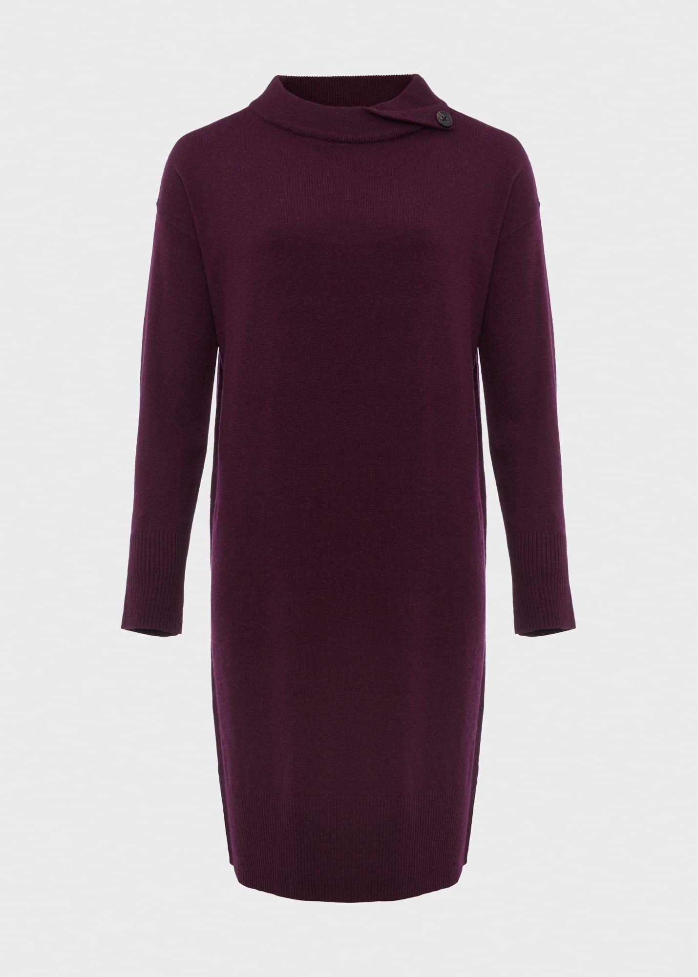 Talia Knitted Dress With Cashmere, Dark Plum, hi-res