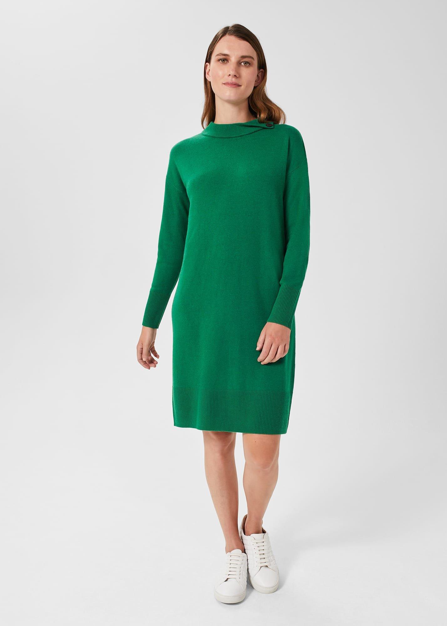 Talia Knitted Dress With Cashmere, Leaf Green, hi-res