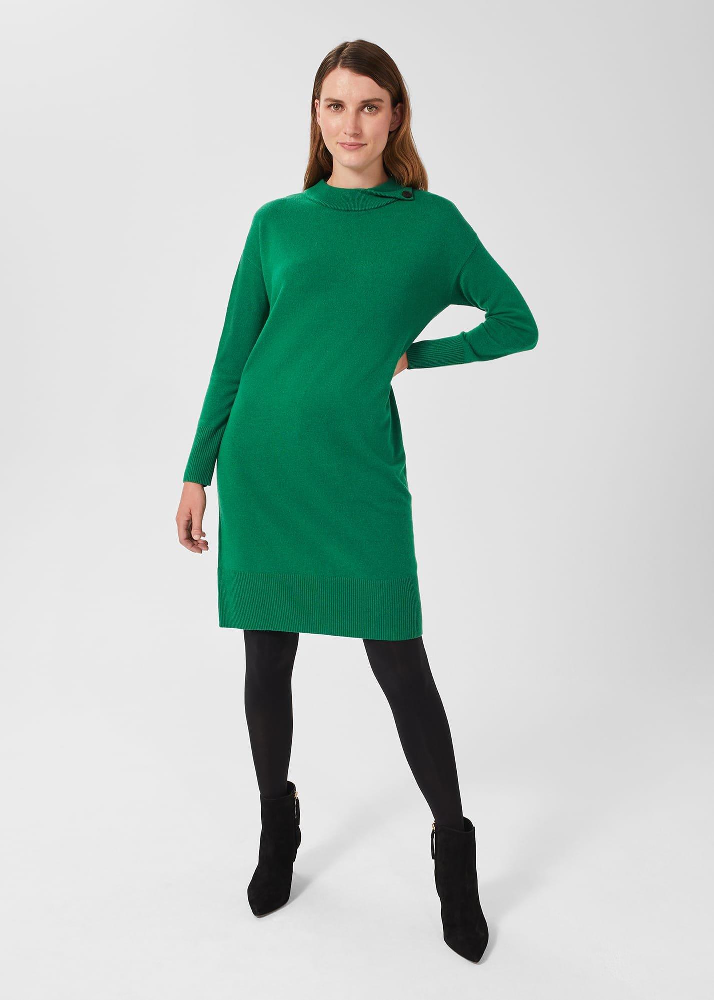 Talia Knitted Dress With Cashmere, Leaf Green, hi-res