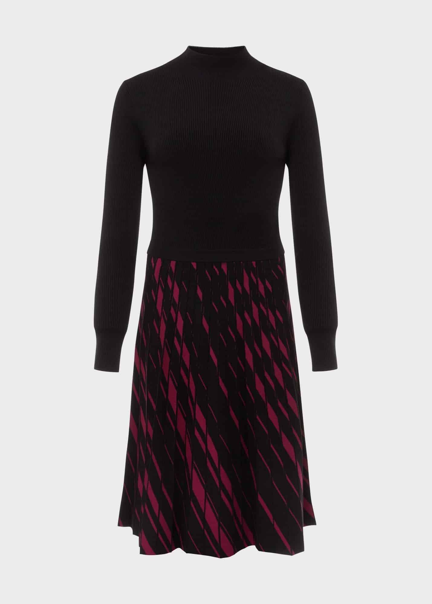 Reva Knitted Dress, Black Plum, hi-res