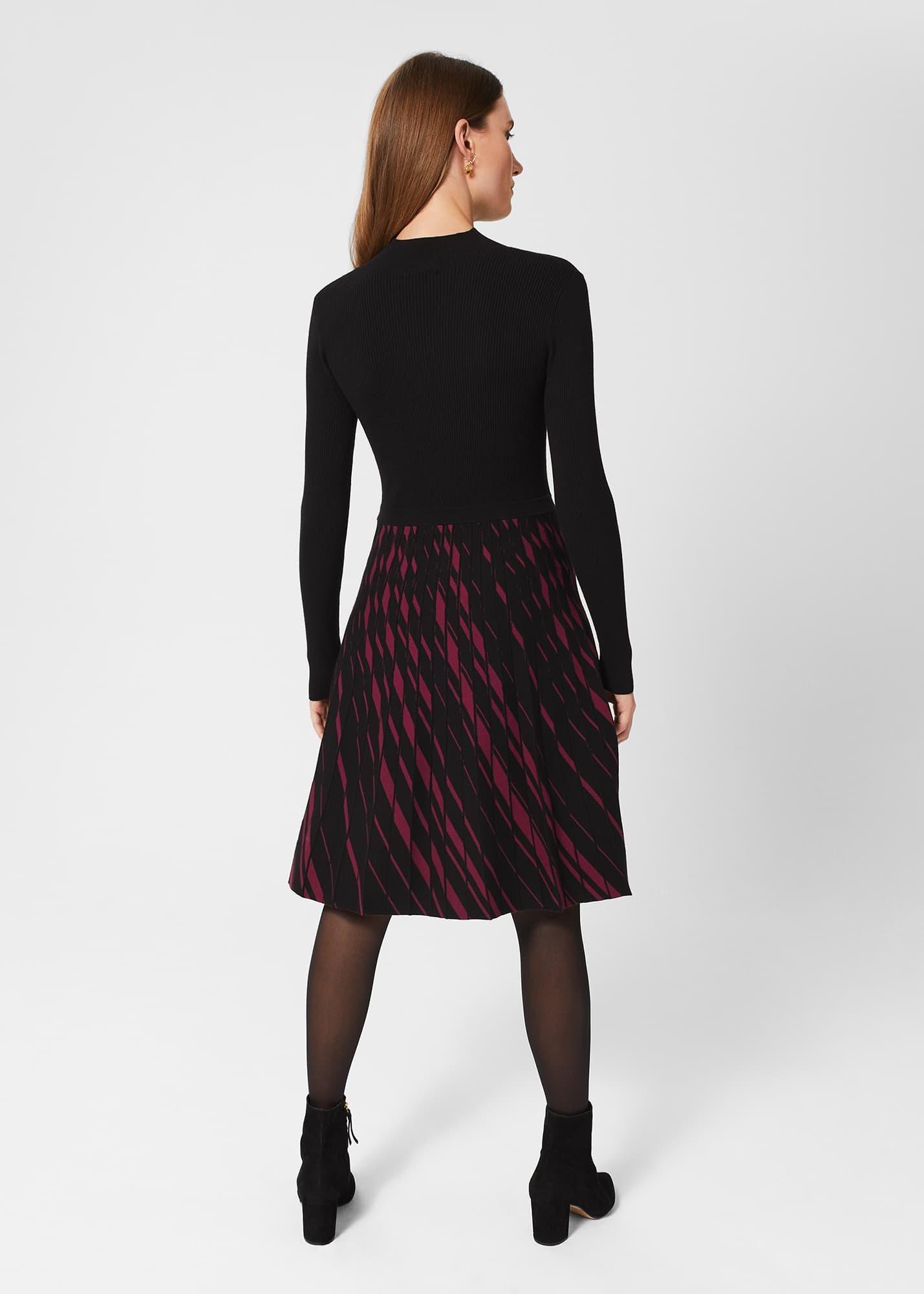 Reva Knitted Dress, Black Plum, hi-res