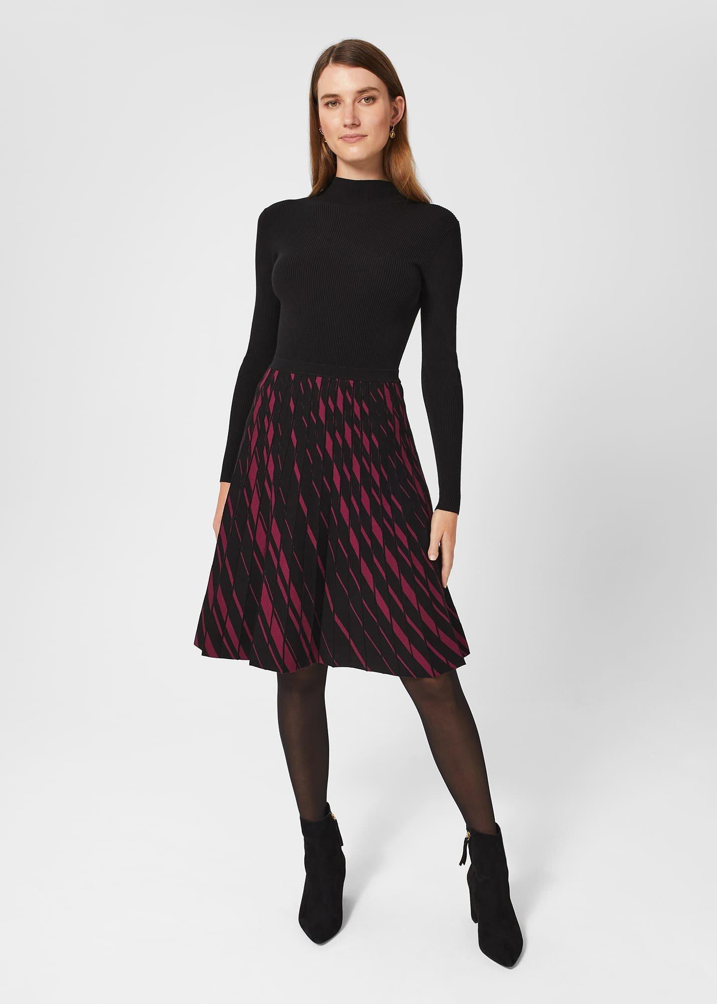 Reva Knitted Dress, Black Plum, hi-res