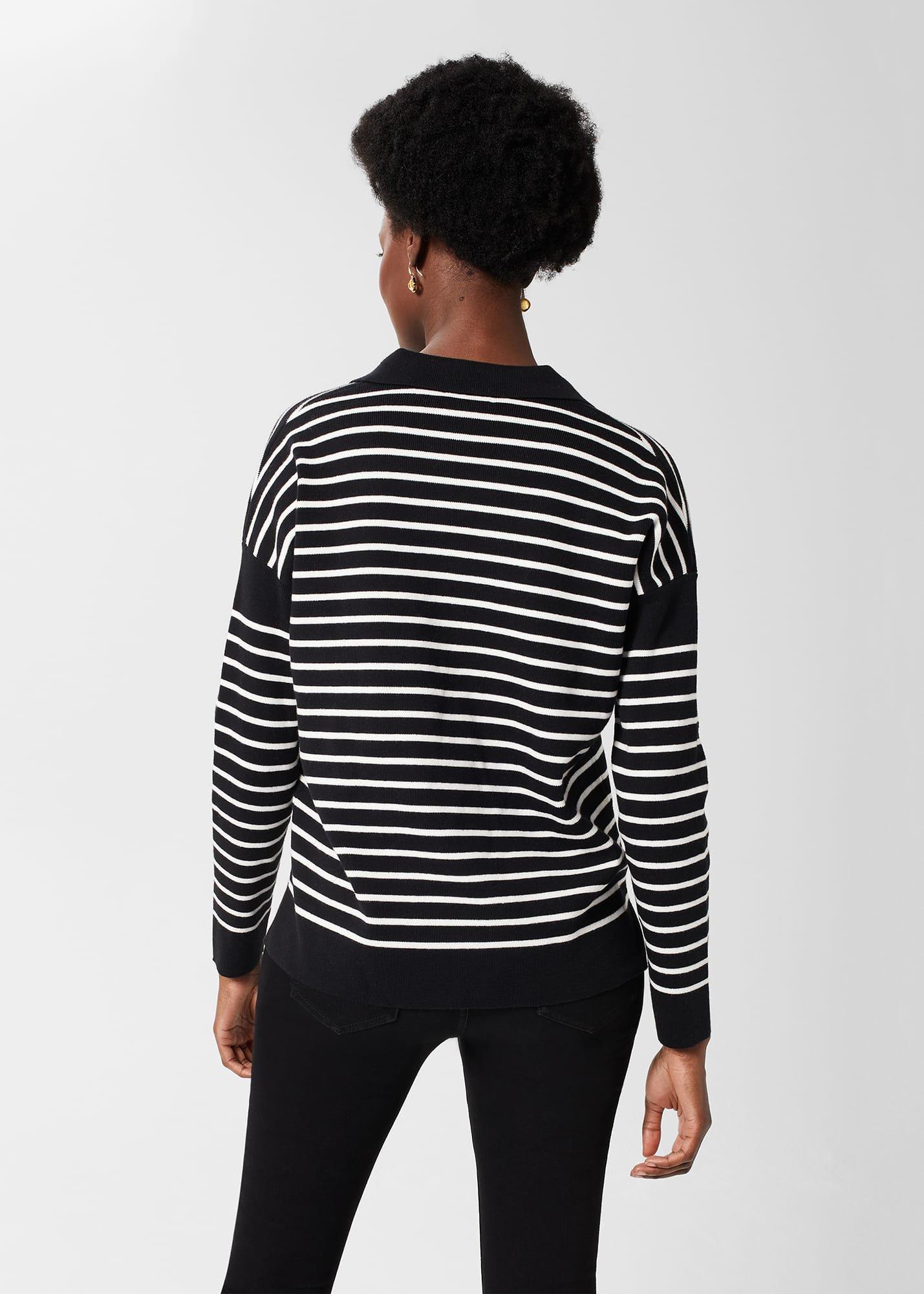 Karissa Cotton Striped Jumper, Black Ivory, hi-res