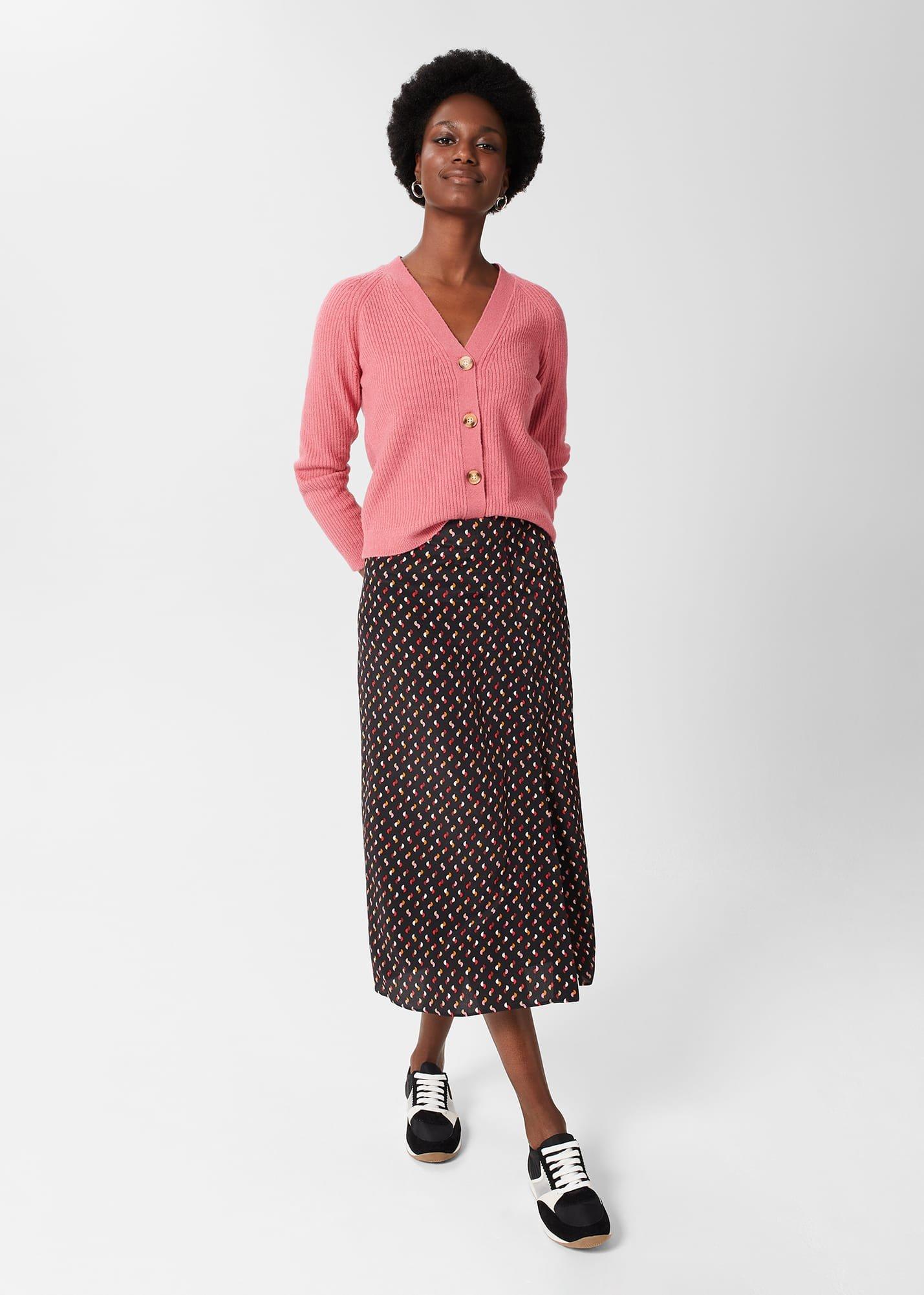 Chloe Ribbed Cardigan, Peony Pink, hi-res