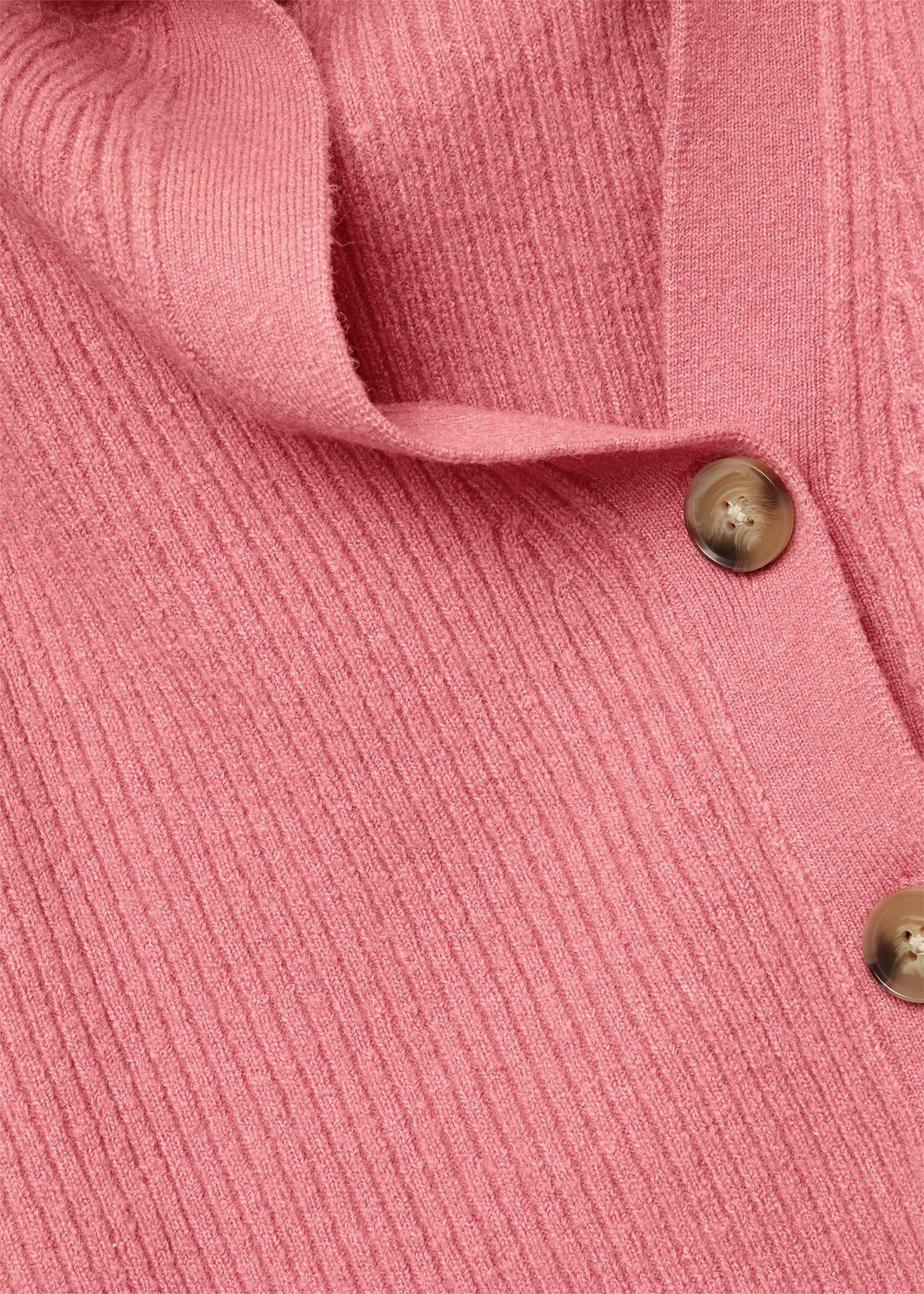 Chloe Ribbed Cardigan, Peony Pink, hi-res