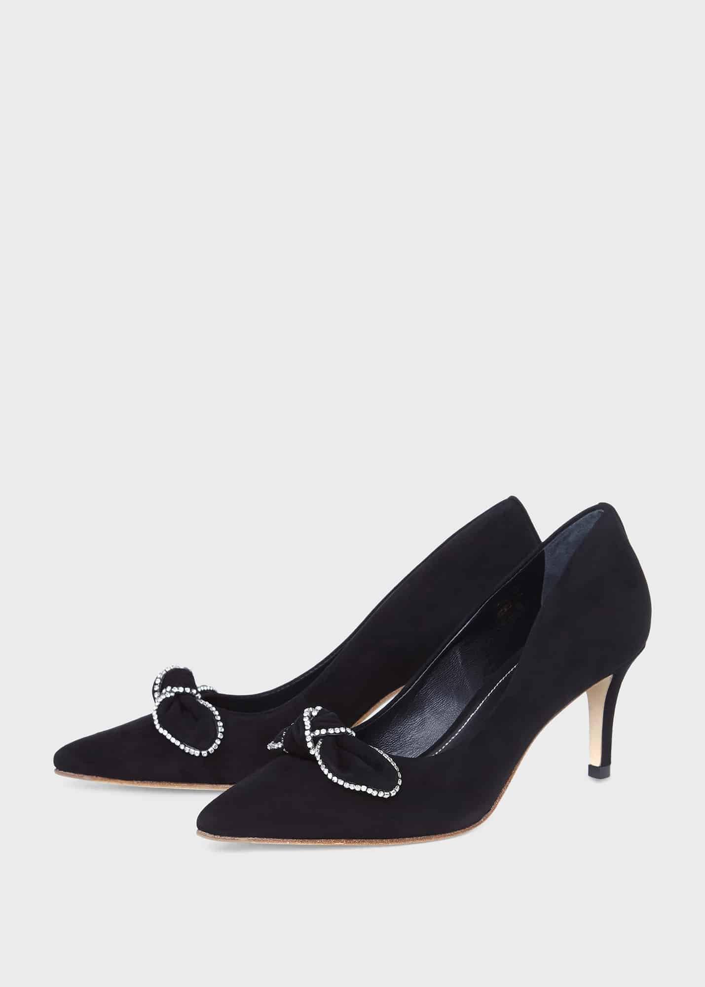 Belle Bow Court Shoes, Black, hi-res