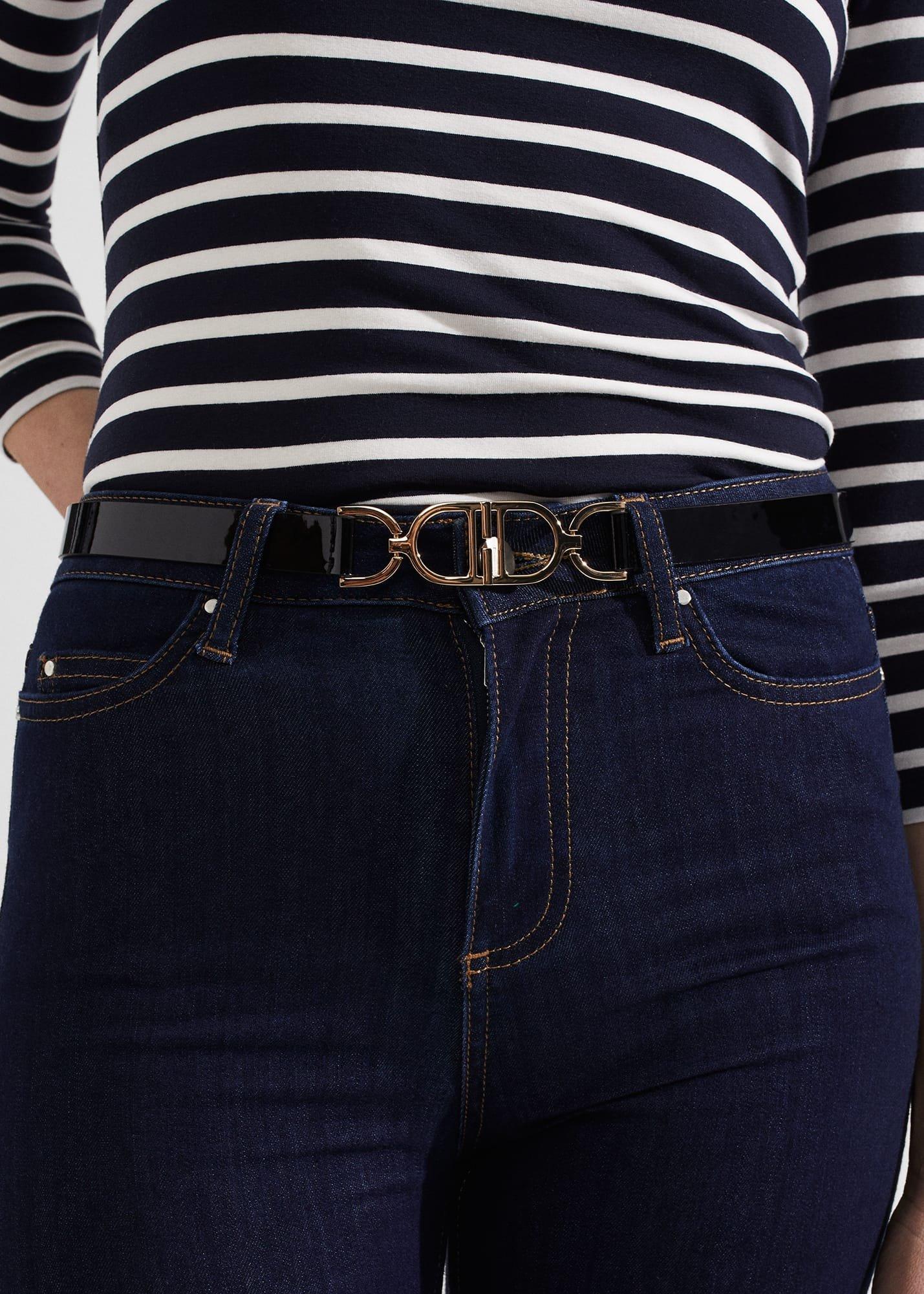 Zenia Skinny Belt, Black, hi-res