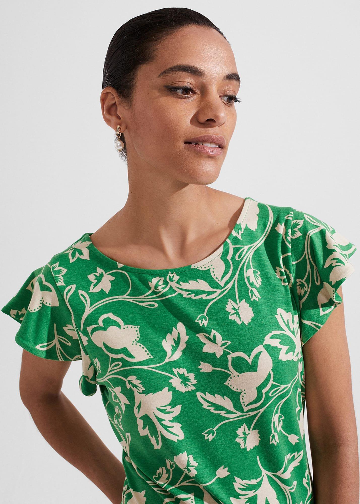 Nessie Printed Top, Green Multi, hi-res