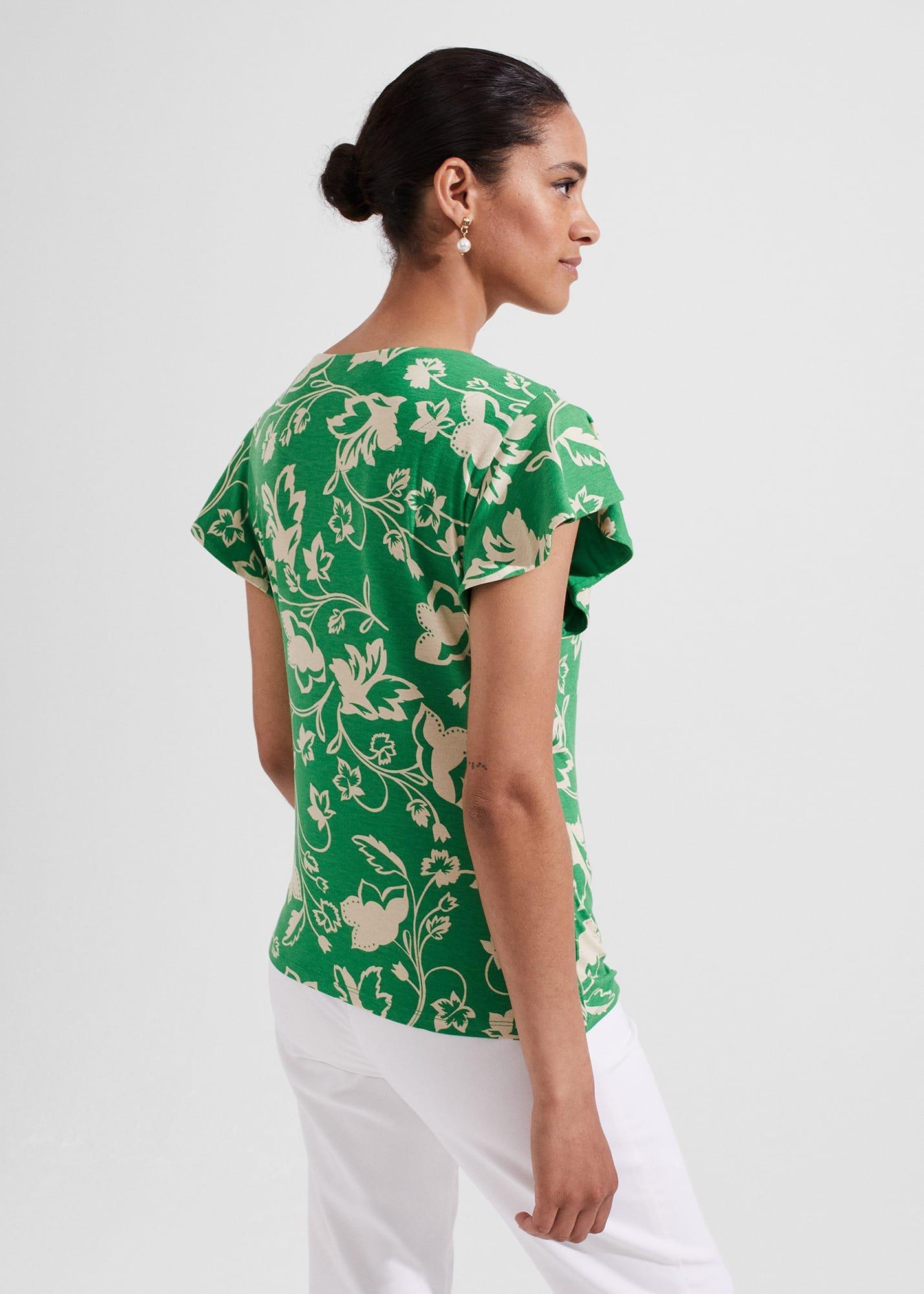 Nessie Printed Top, Green Multi, hi-res