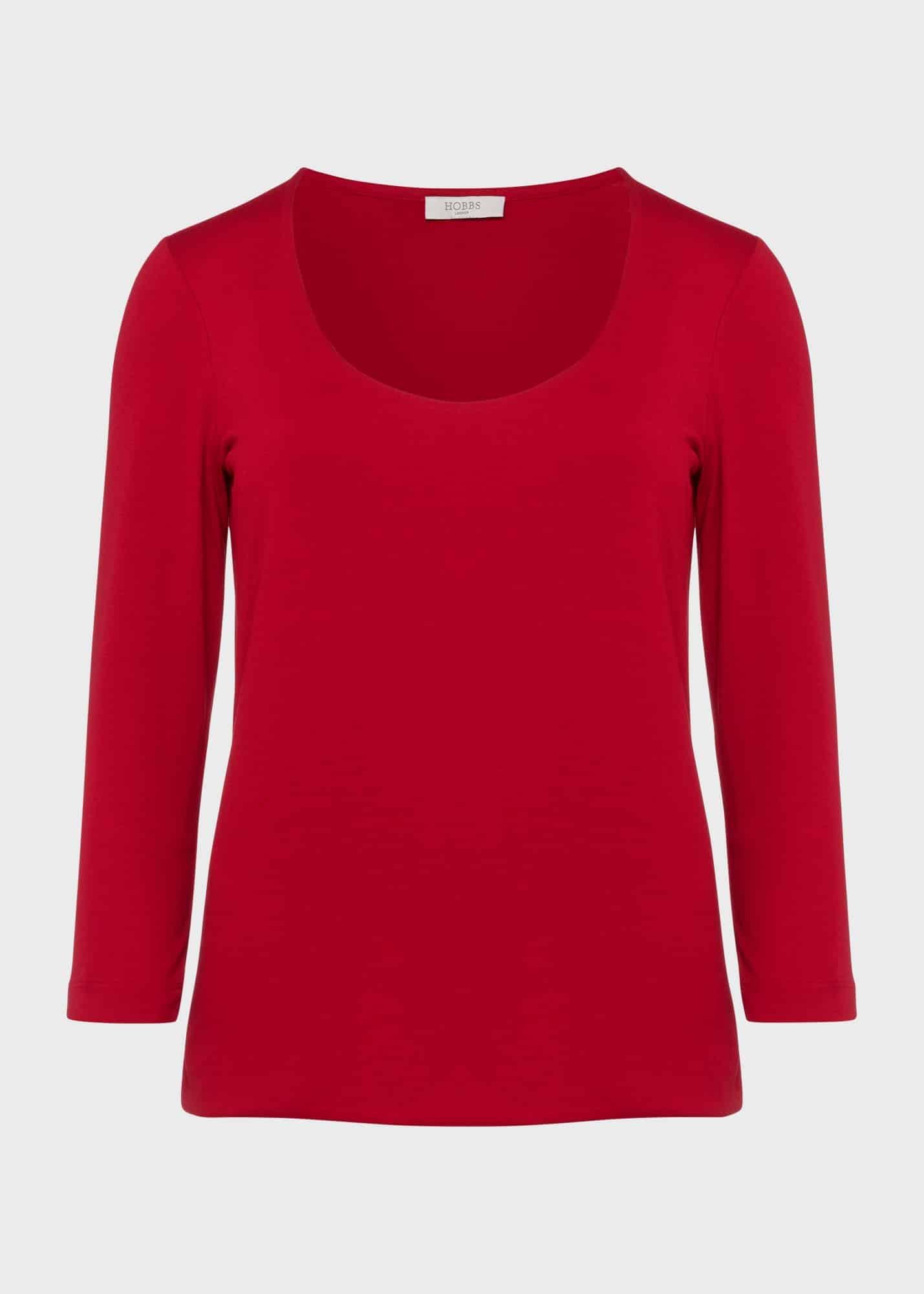 Daisy Double Fronted Top, Firebrick Red, hi-res