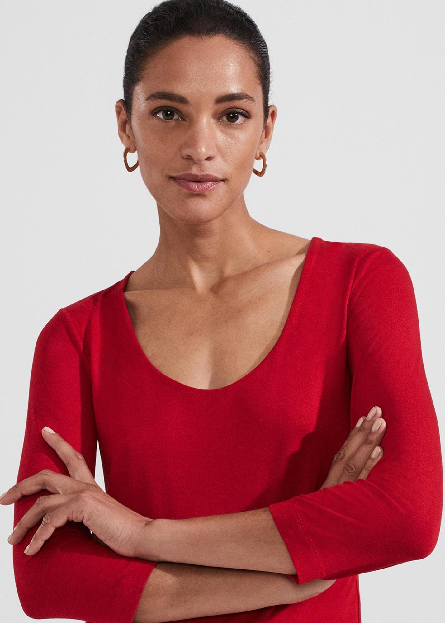 Daisy Double Fronted Top, Firebrick Red, hi-res