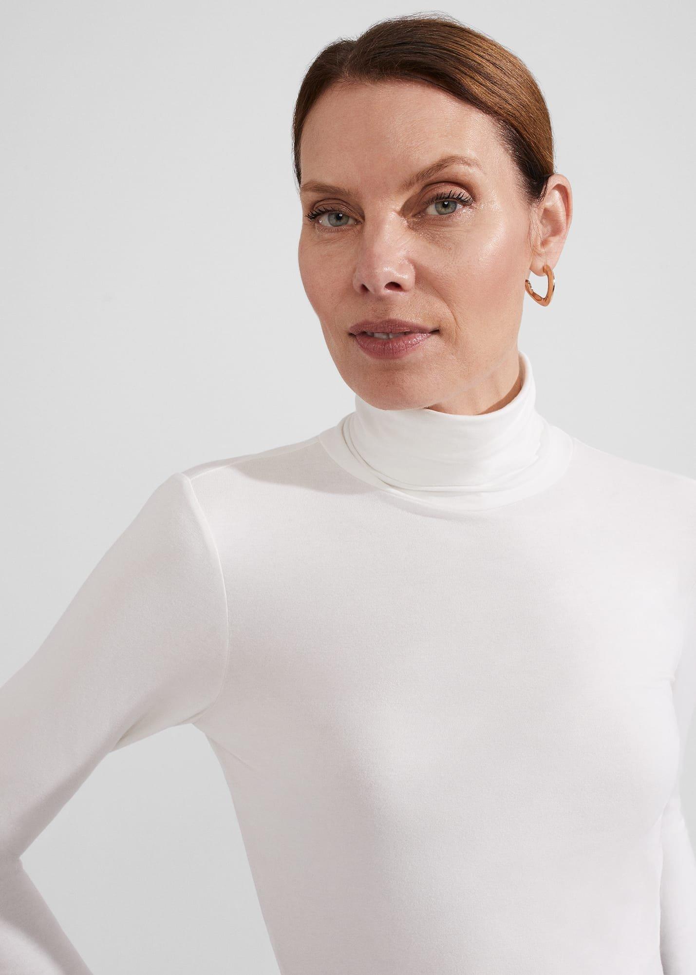 Mischa Roll Neck Top, Ivory, hi-res