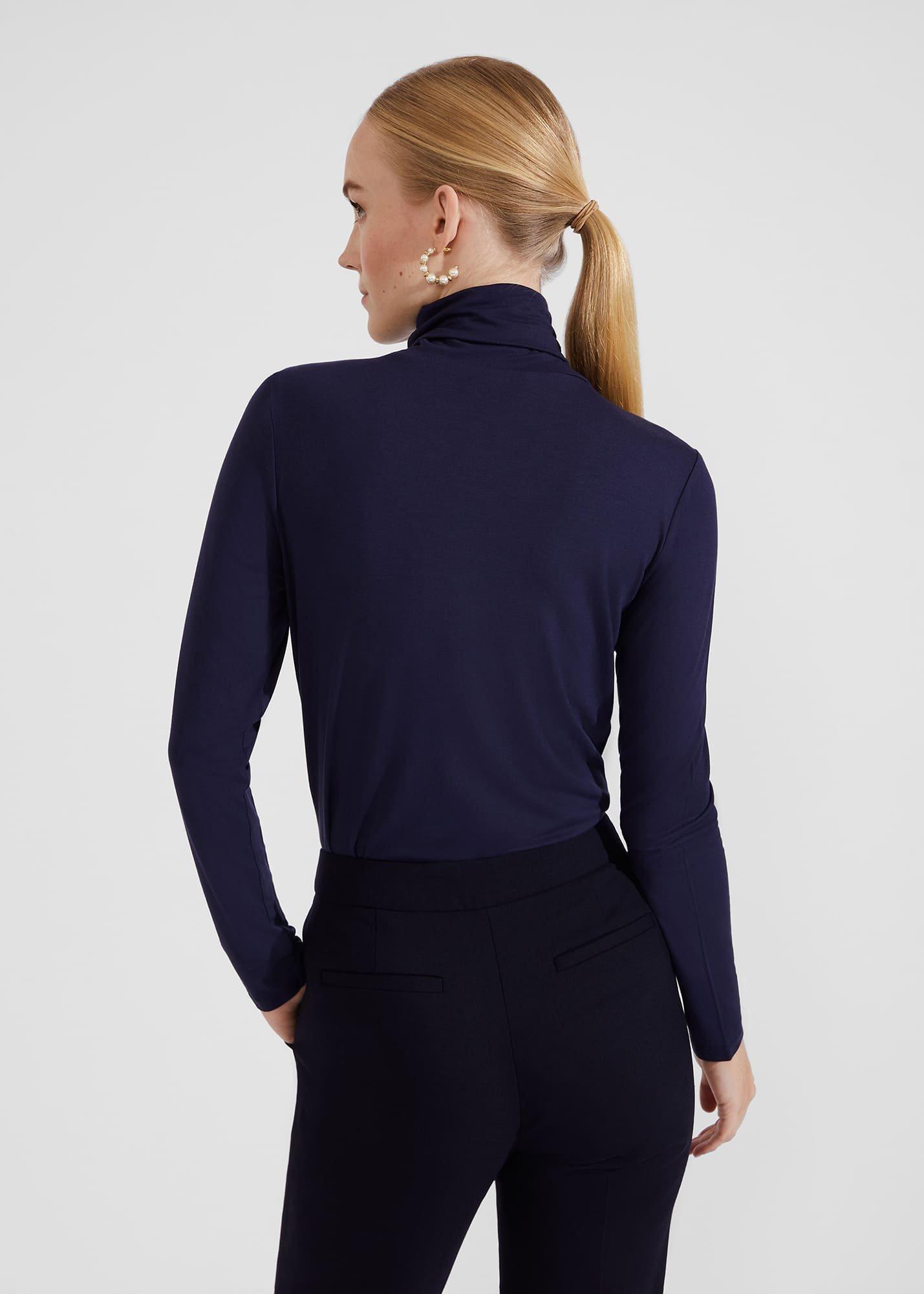 Mischa Roll Neck Top, Midnight Navy, hi-res
