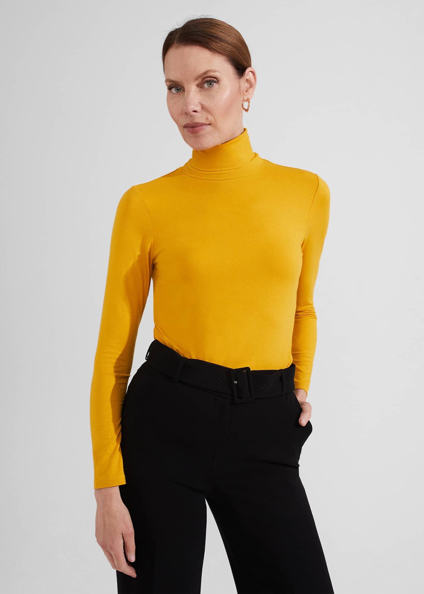 Mischa Roll Neck Top, Ochre Yellow, hi-res