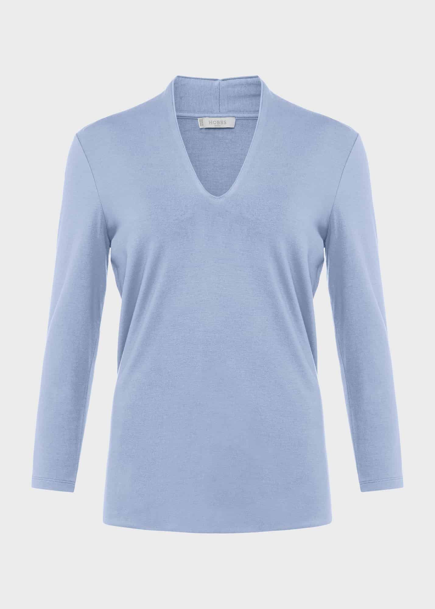 Aimee Plain Top, Muted Blue, hi-res