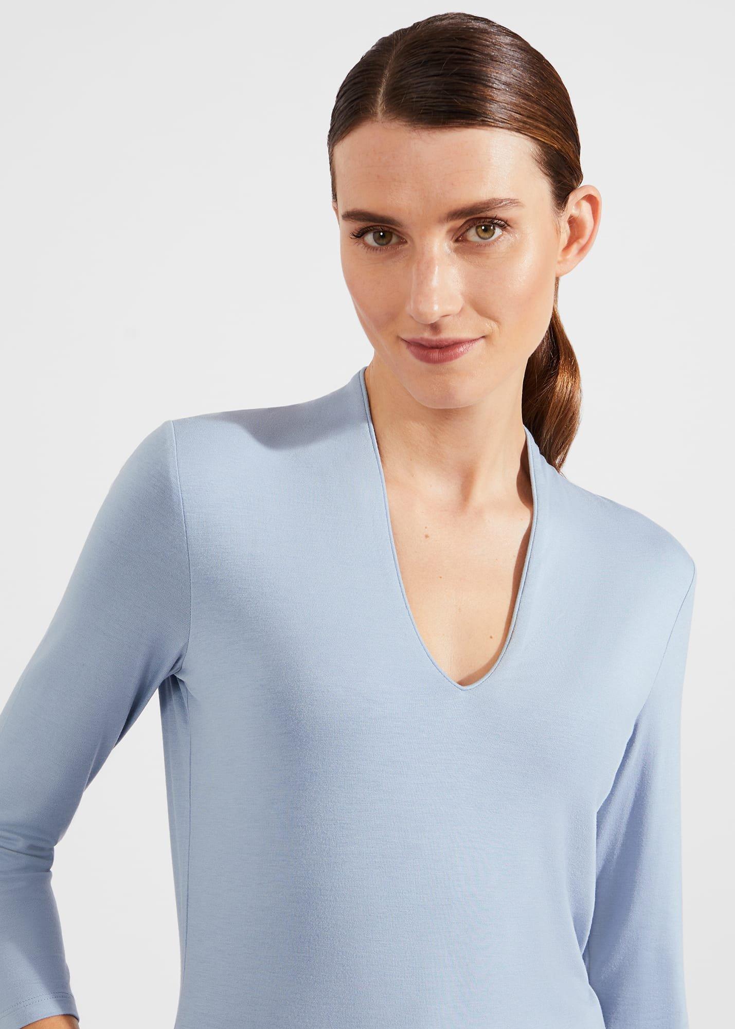 Aimee Plain Top, Muted Blue, hi-res