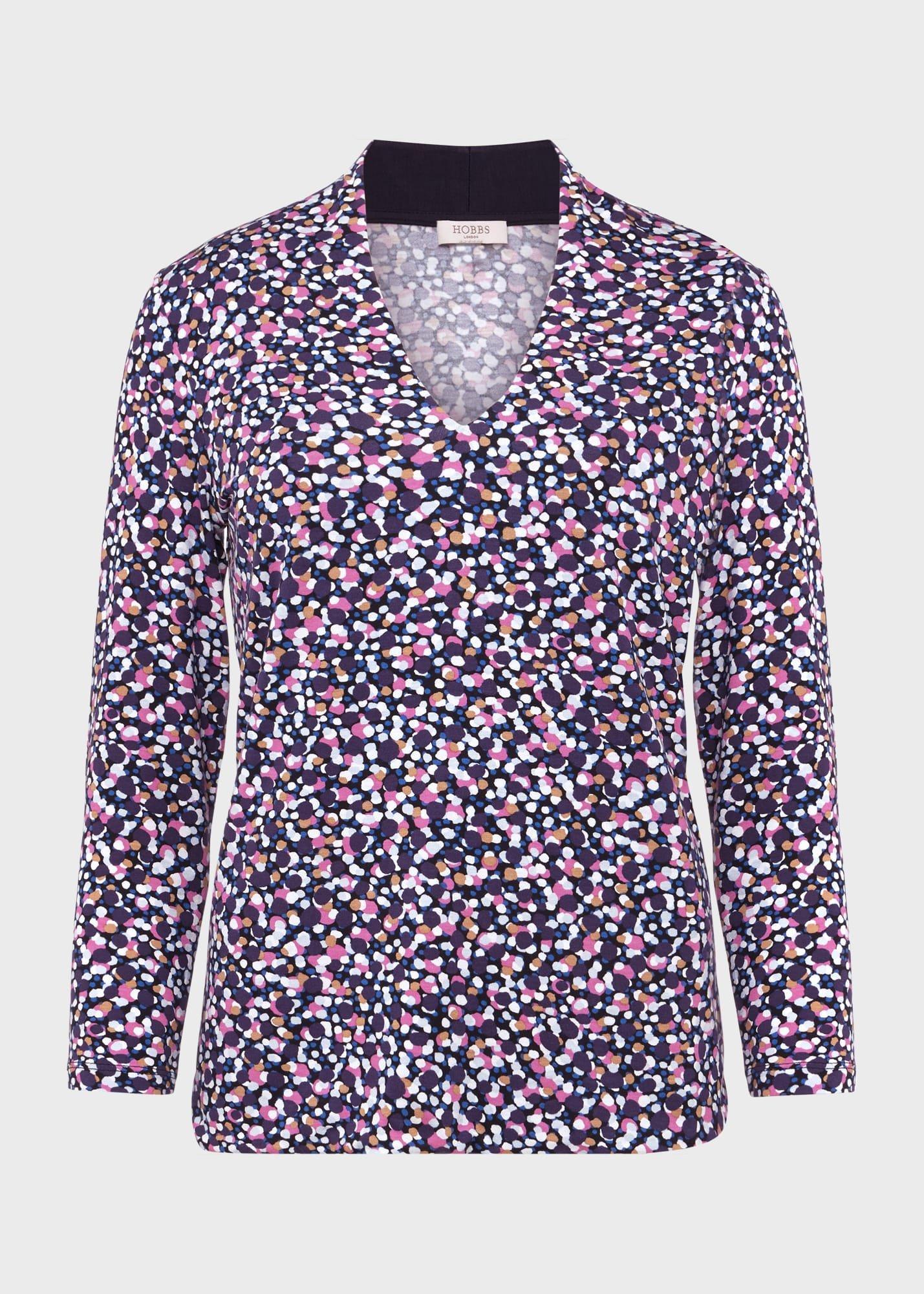 Aimee Printed Top, Navy Multi, hi-res