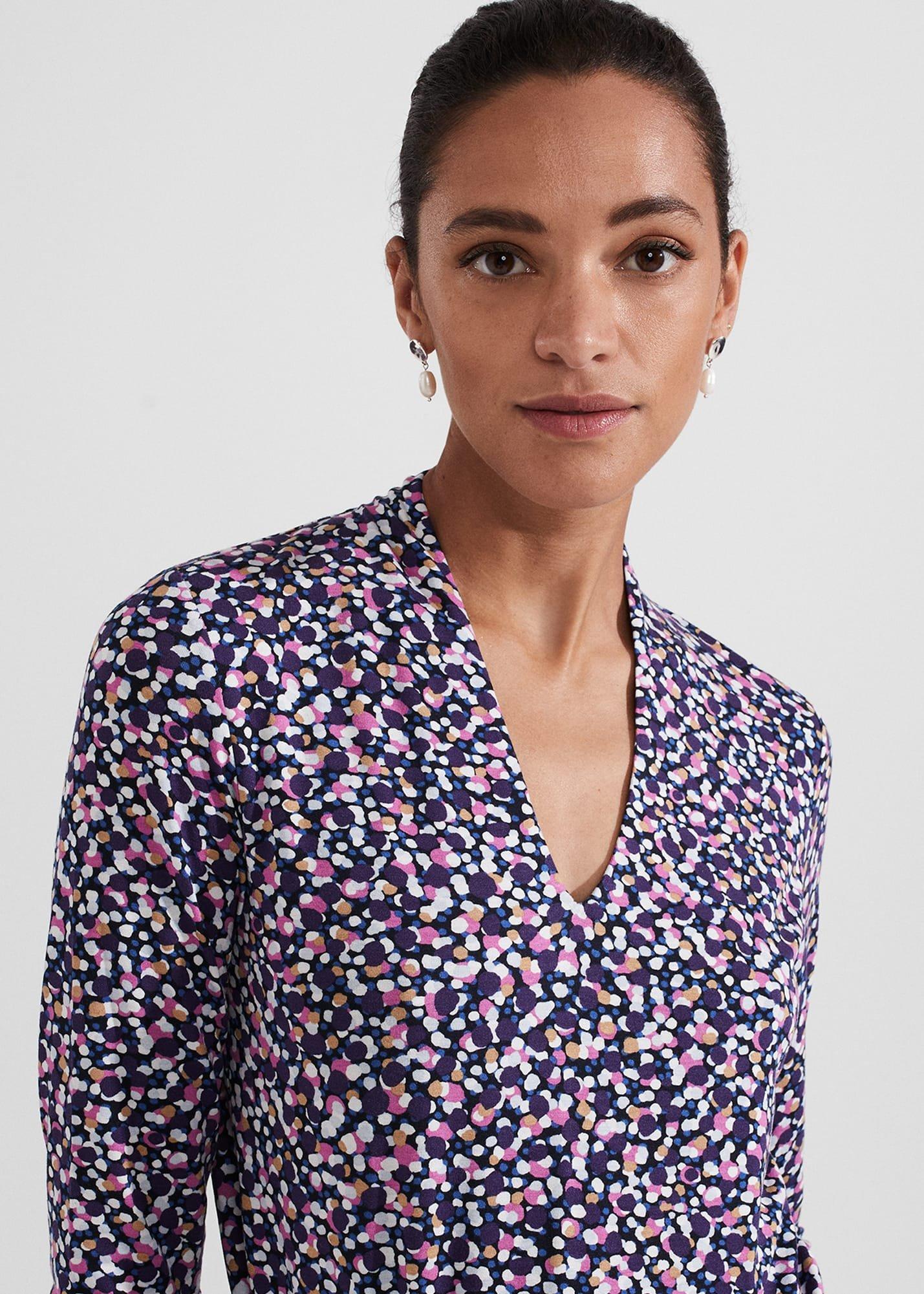 Aimee Printed Top, Navy Multi, hi-res