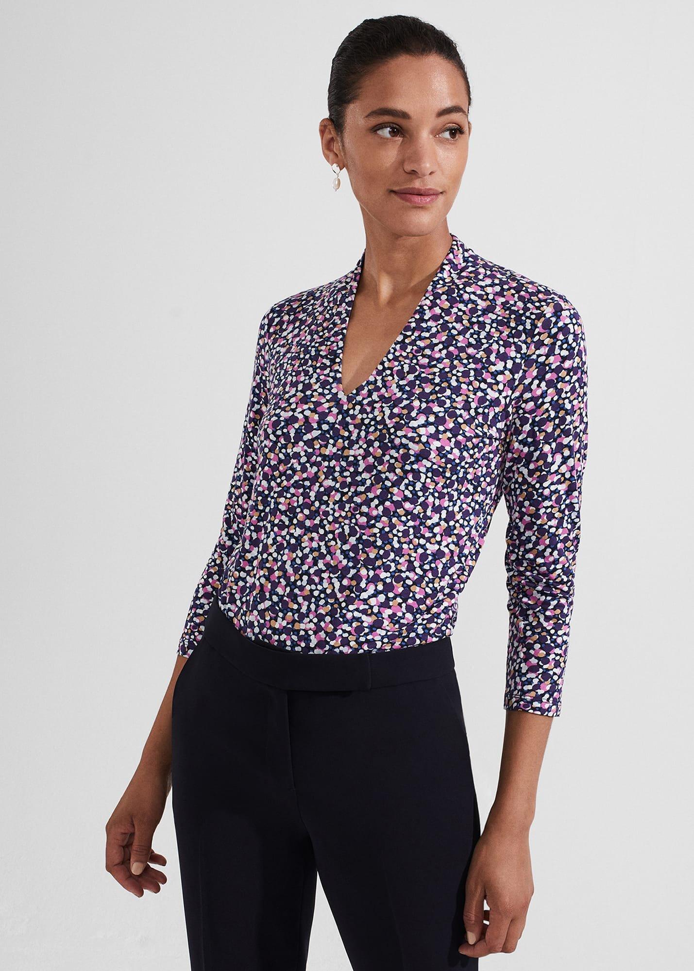 Aimee Printed Top, Navy Multi, hi-res