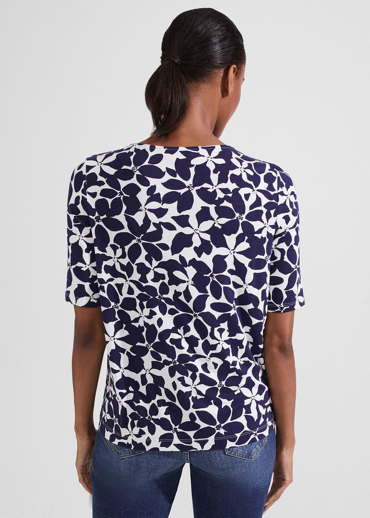 Jacqueline Print Top, Navy Ivory, hi-res