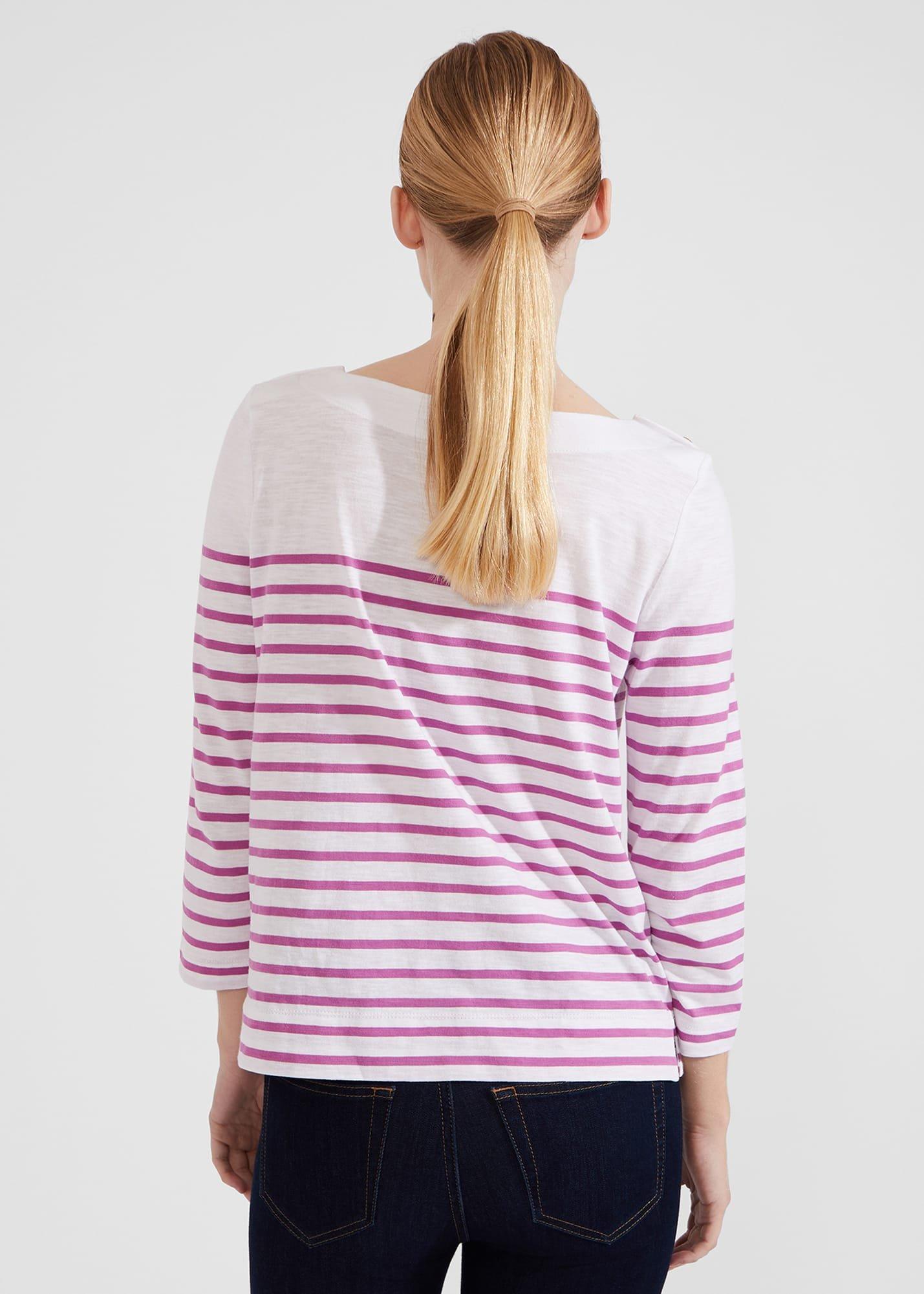 Kirsty Slub Top, White Pink, hi-res